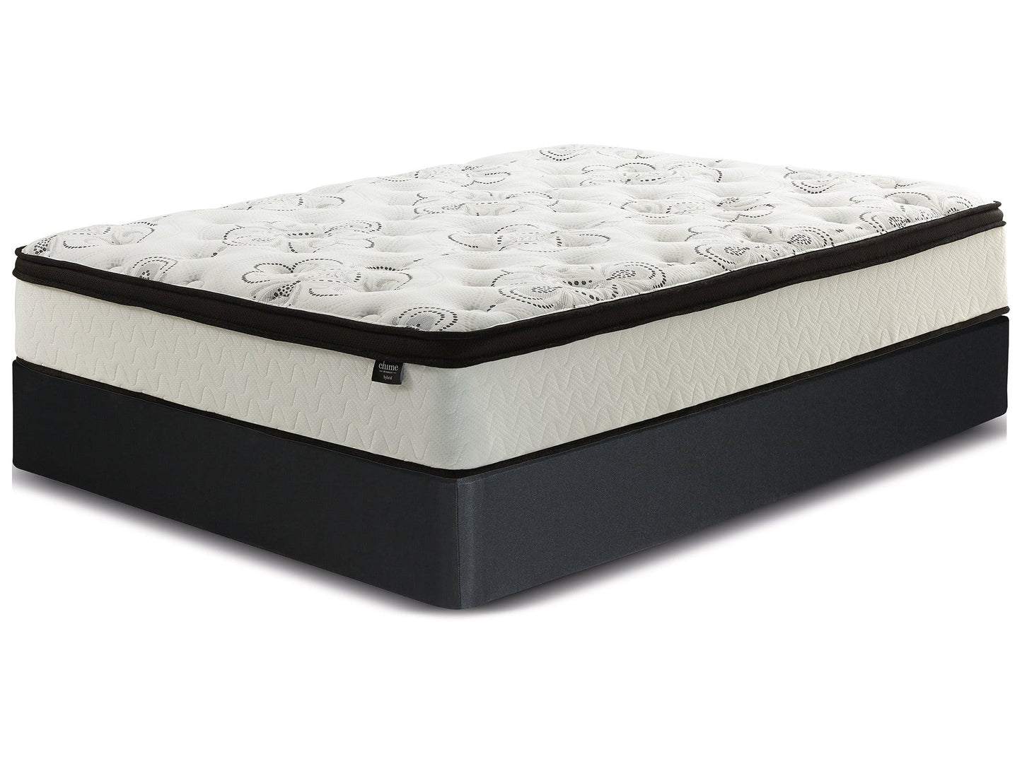 Chime 12 Inch Hybrid White California King Mattress & Foundation Set- Viva Furn