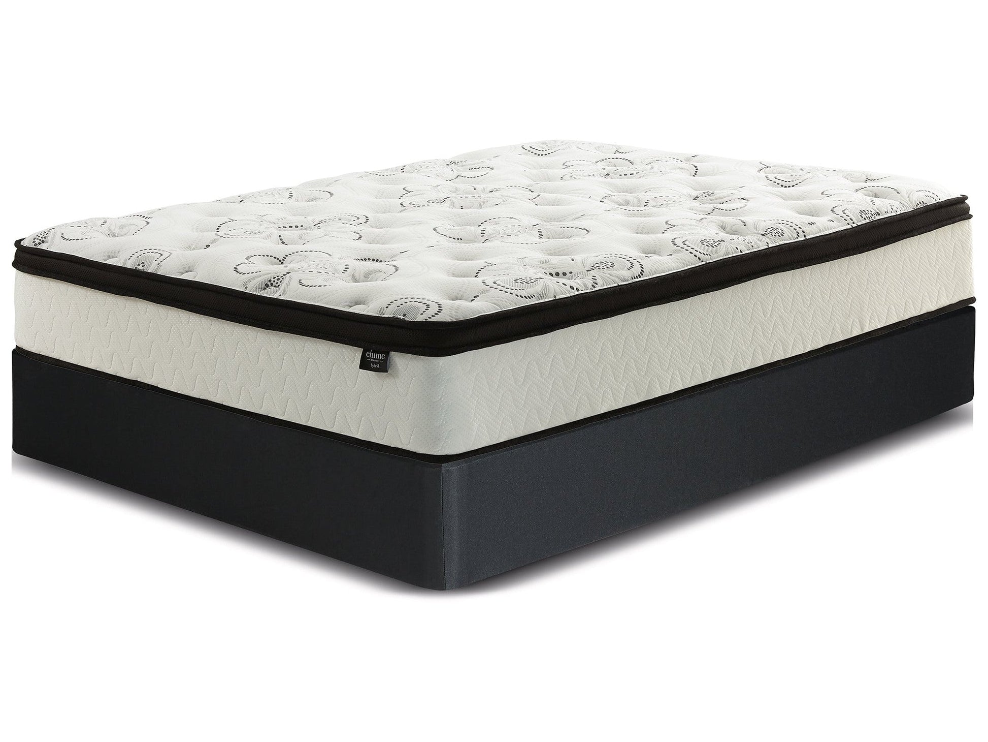 Chime 12 Inch Hybrid White California King Mattress & Foundation Set- Viva Furn