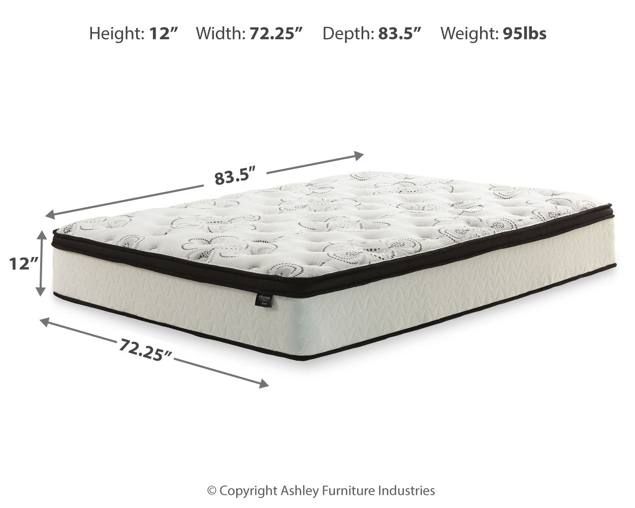 Chime 12 Inch Hybrid White California King Mattress & Foundation Set- Viva Furn