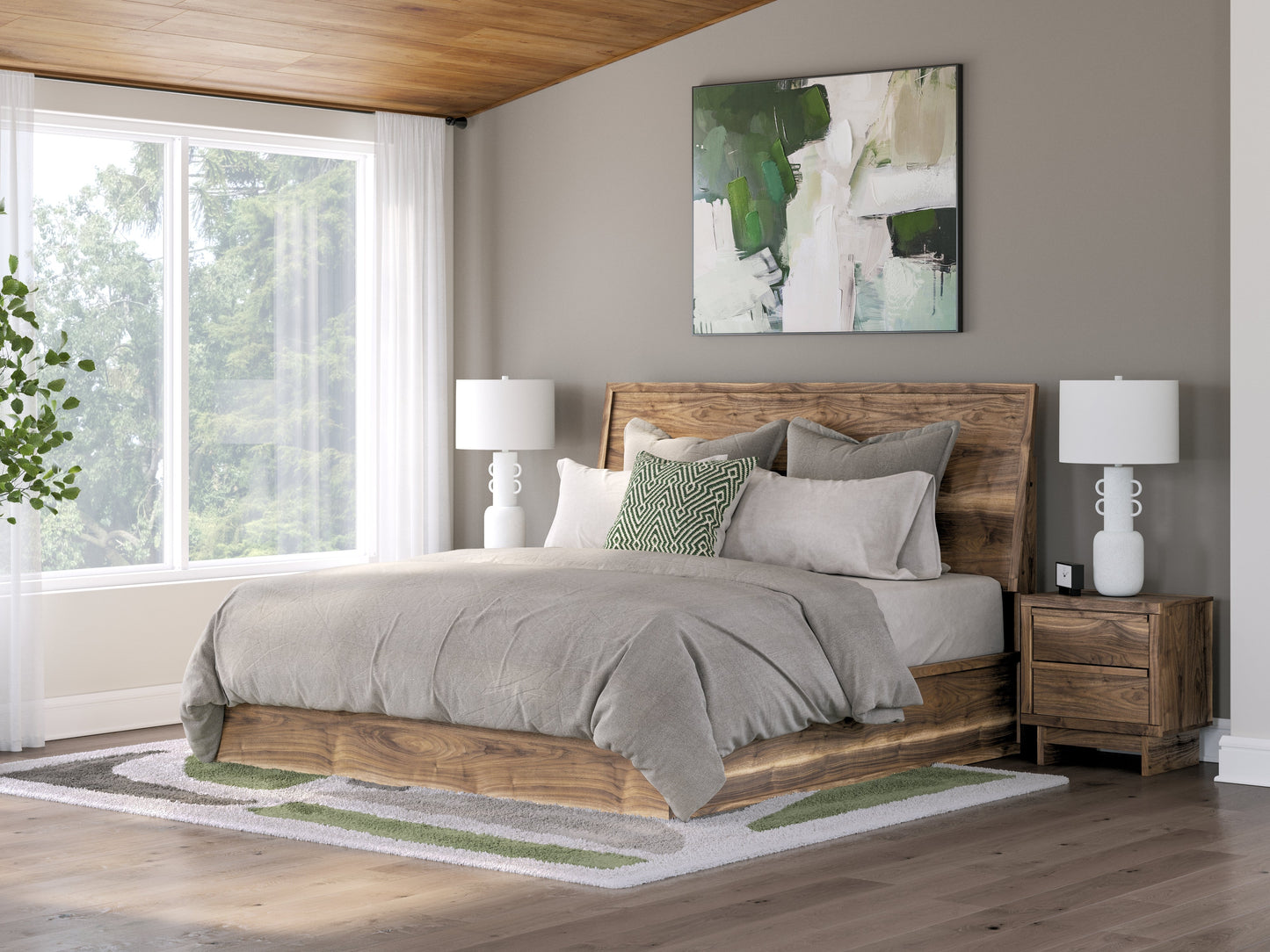Chirason Brown King Panel Bed- Viva Furn
