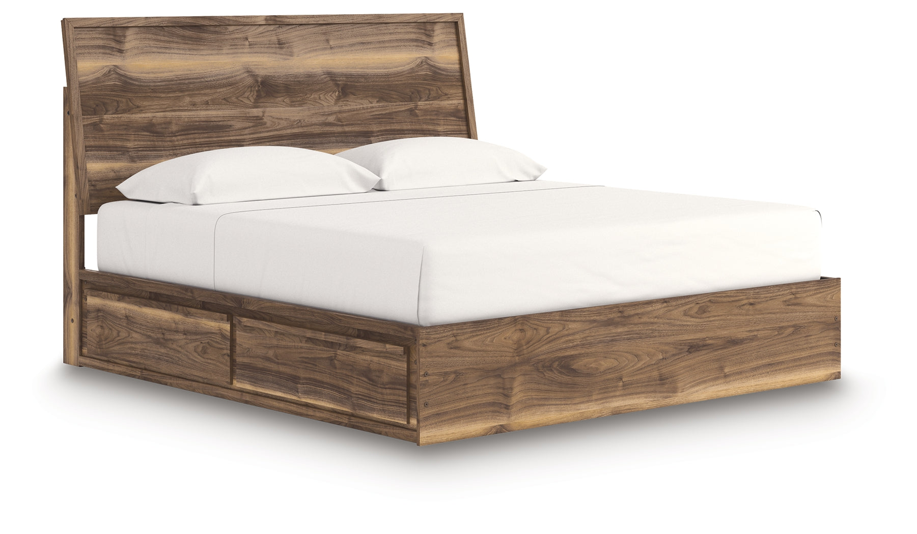 Chirason Brown King Panel Bed with Storage- Viva Furn