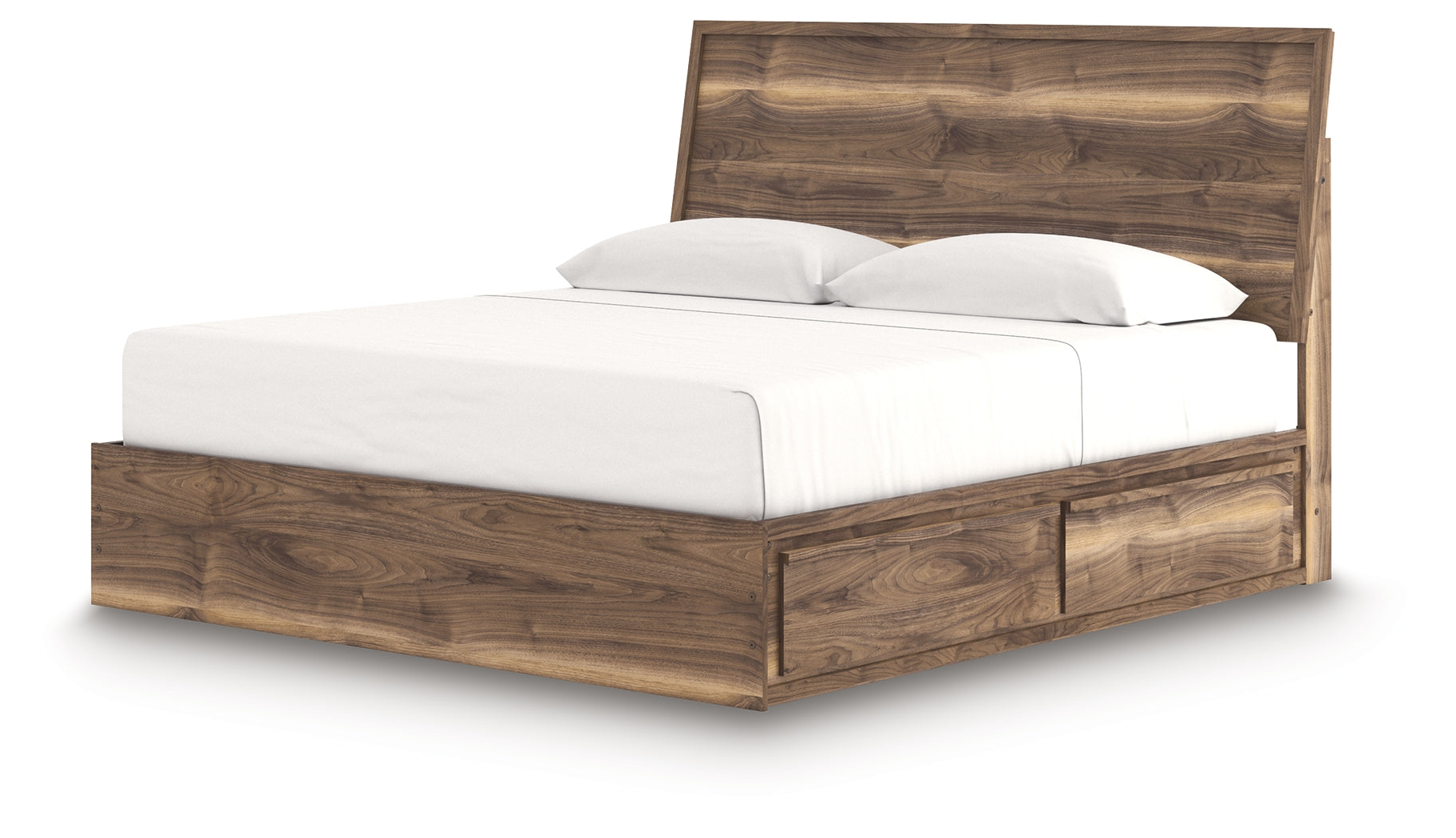Chirason Brown King Panel Bed with Storage- Viva Furn