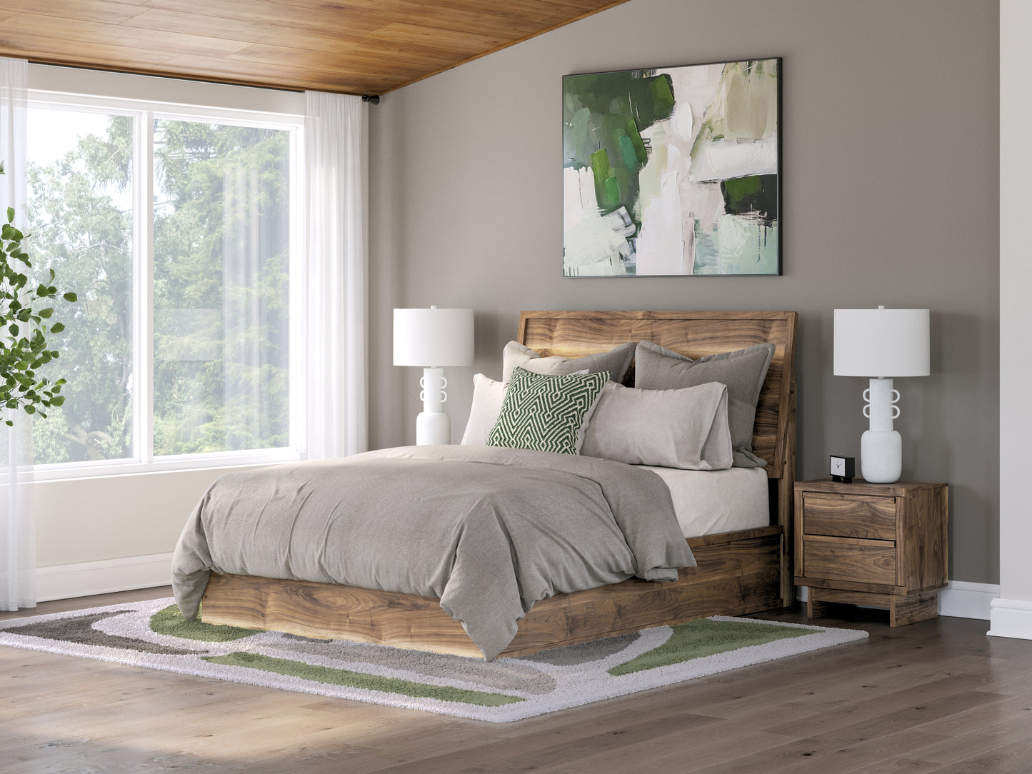 Chirason Brown Queen Panel Bed- Viva Furn