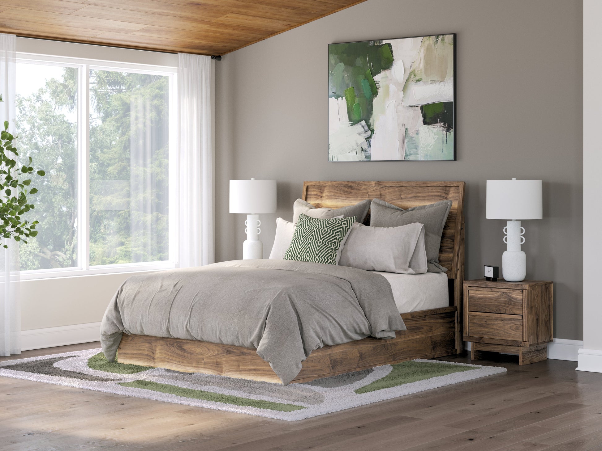 Chirason Brown Queen Panel Bed- Viva Furn