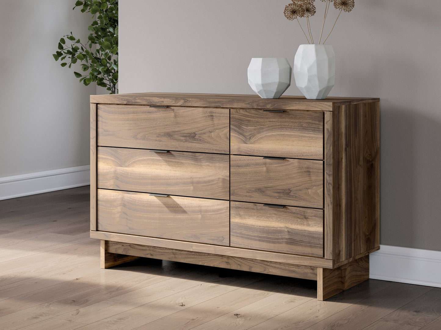 Chirason Brown Six Drawer Dresser- Viva Furn