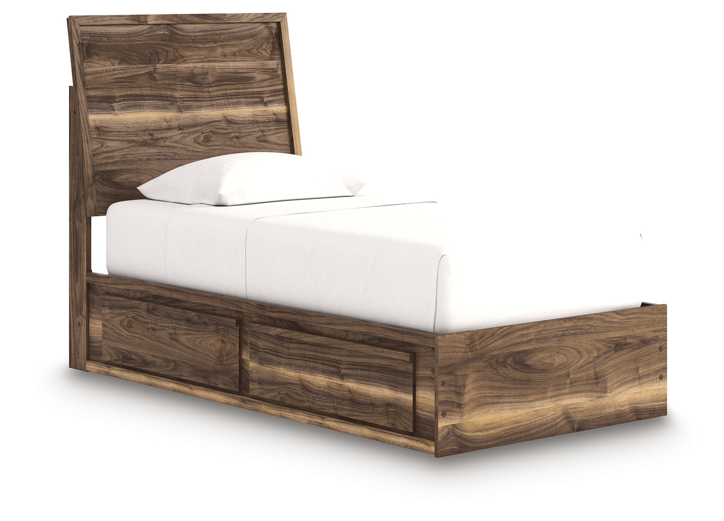 Chirason Brown Twin Panel Bed with Storage- Viva Furn