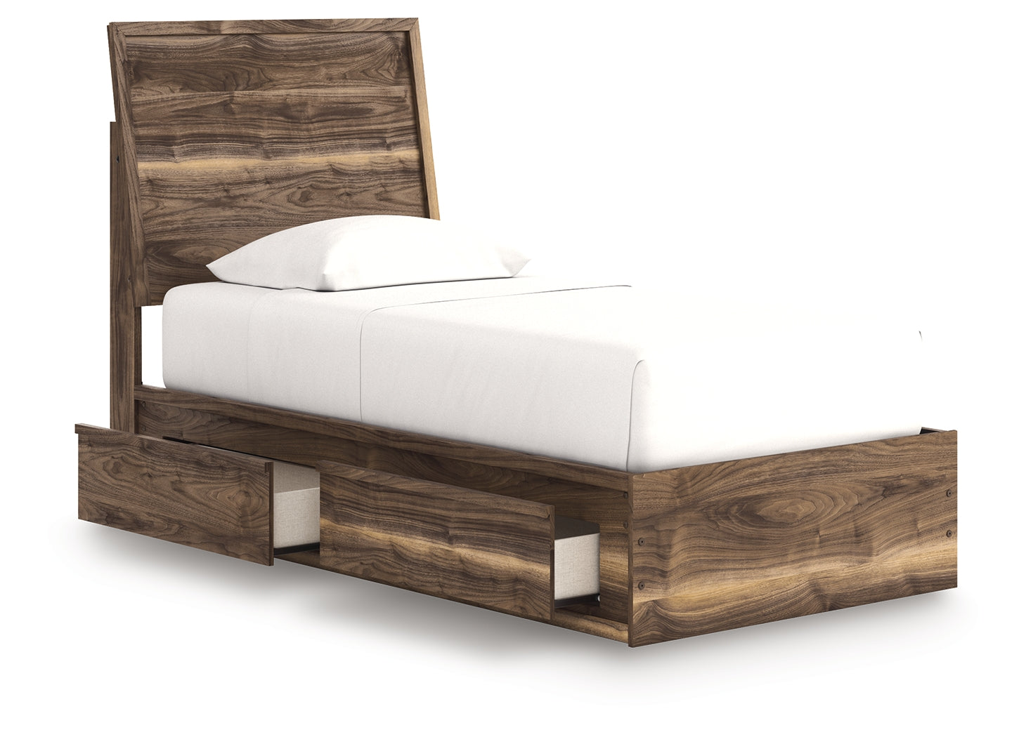 Chirason Brown Twin Panel Bed with Storage- Viva Furn