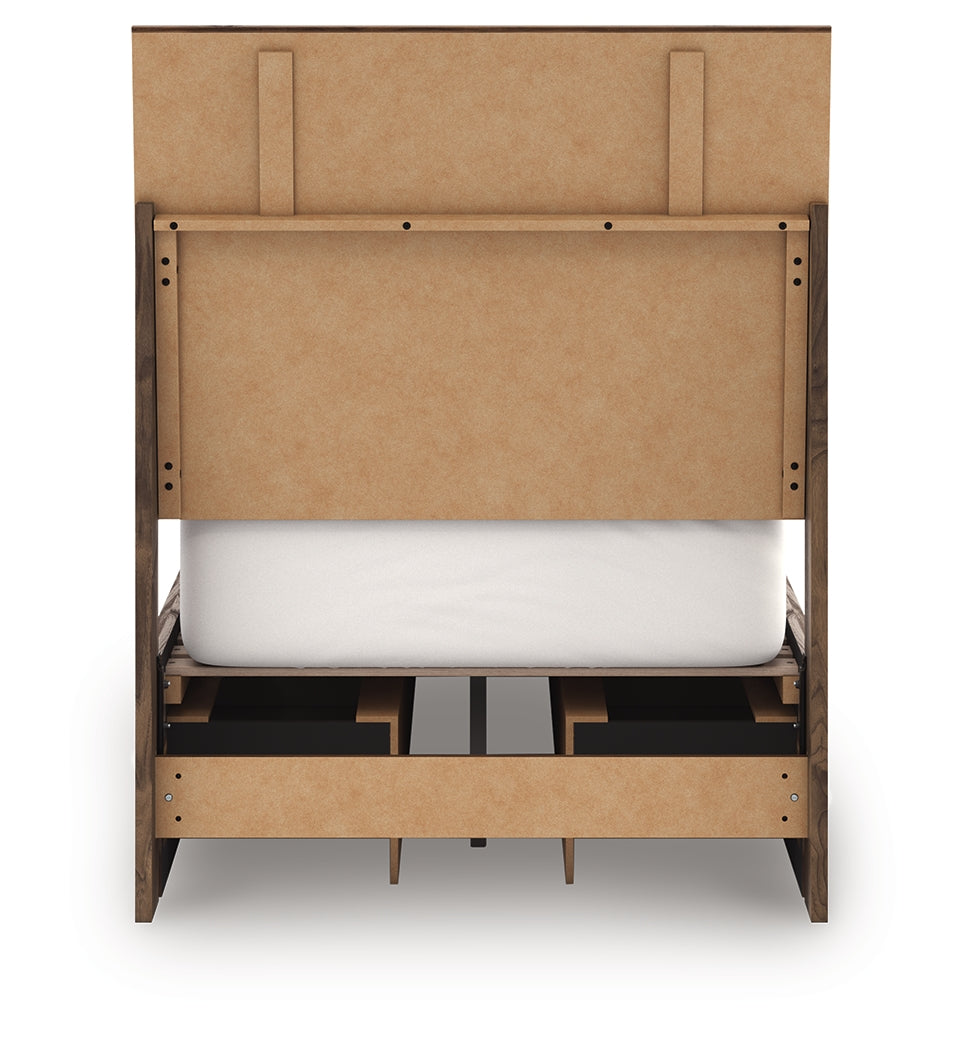 Chirason Brown Twin Panel Bed with Storage- Viva Furn
