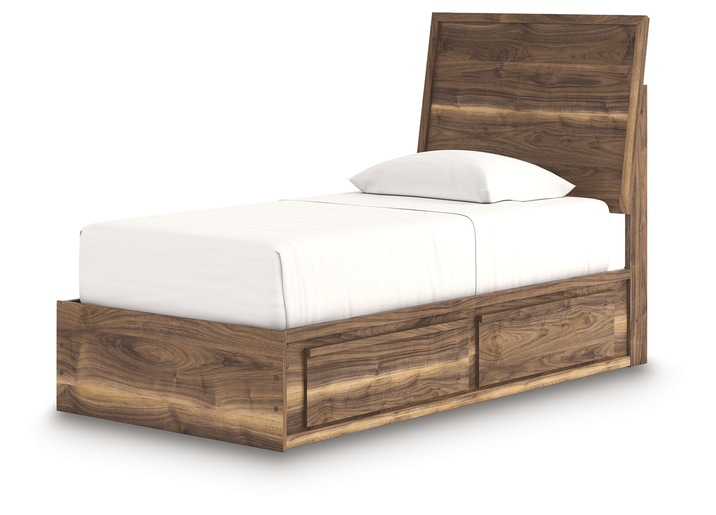 Chirason Brown Twin Panel Bed with Storage- Viva Furn