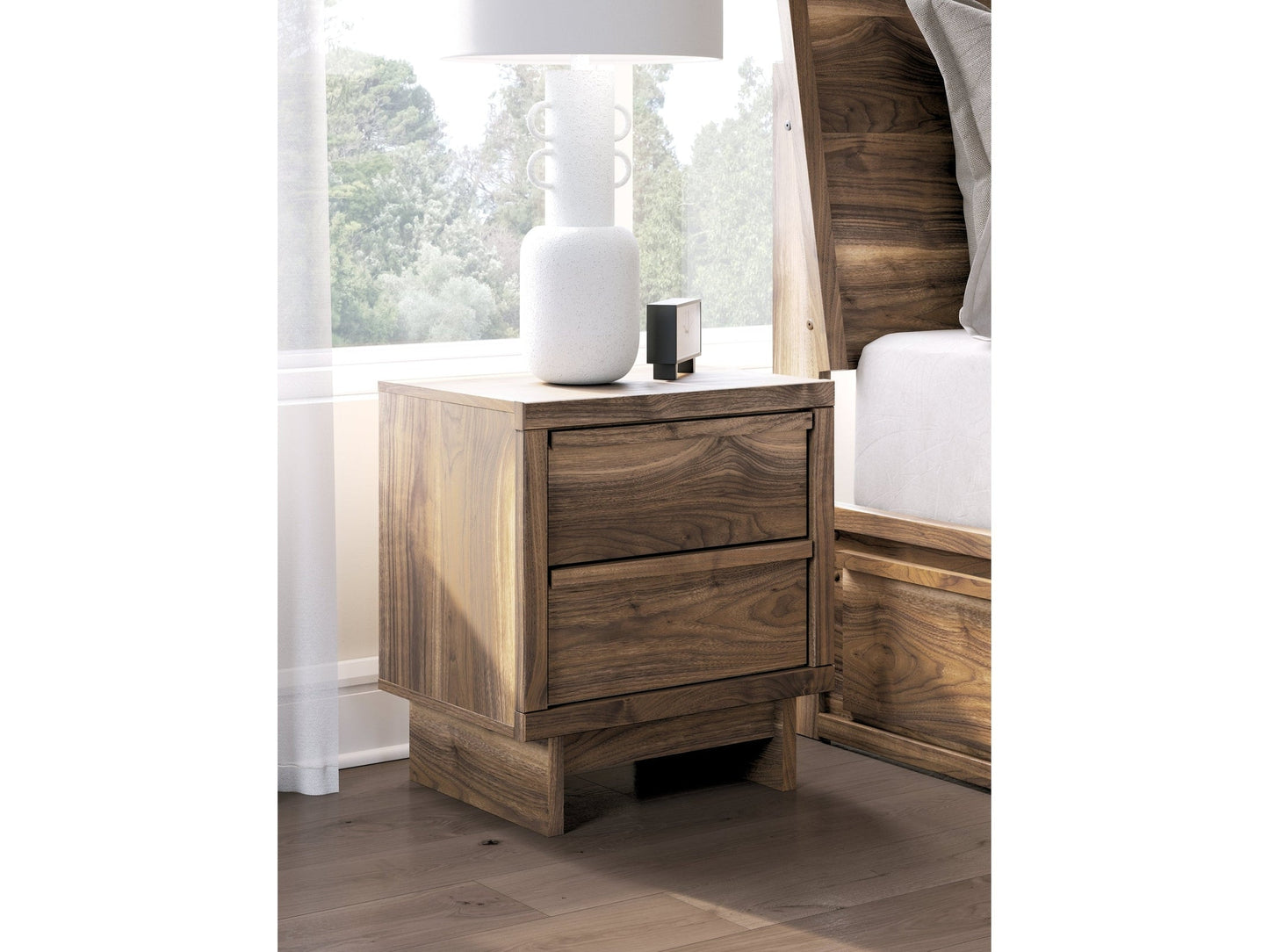 Chirason Brown Two Drawer Nightstand- Viva Furn
