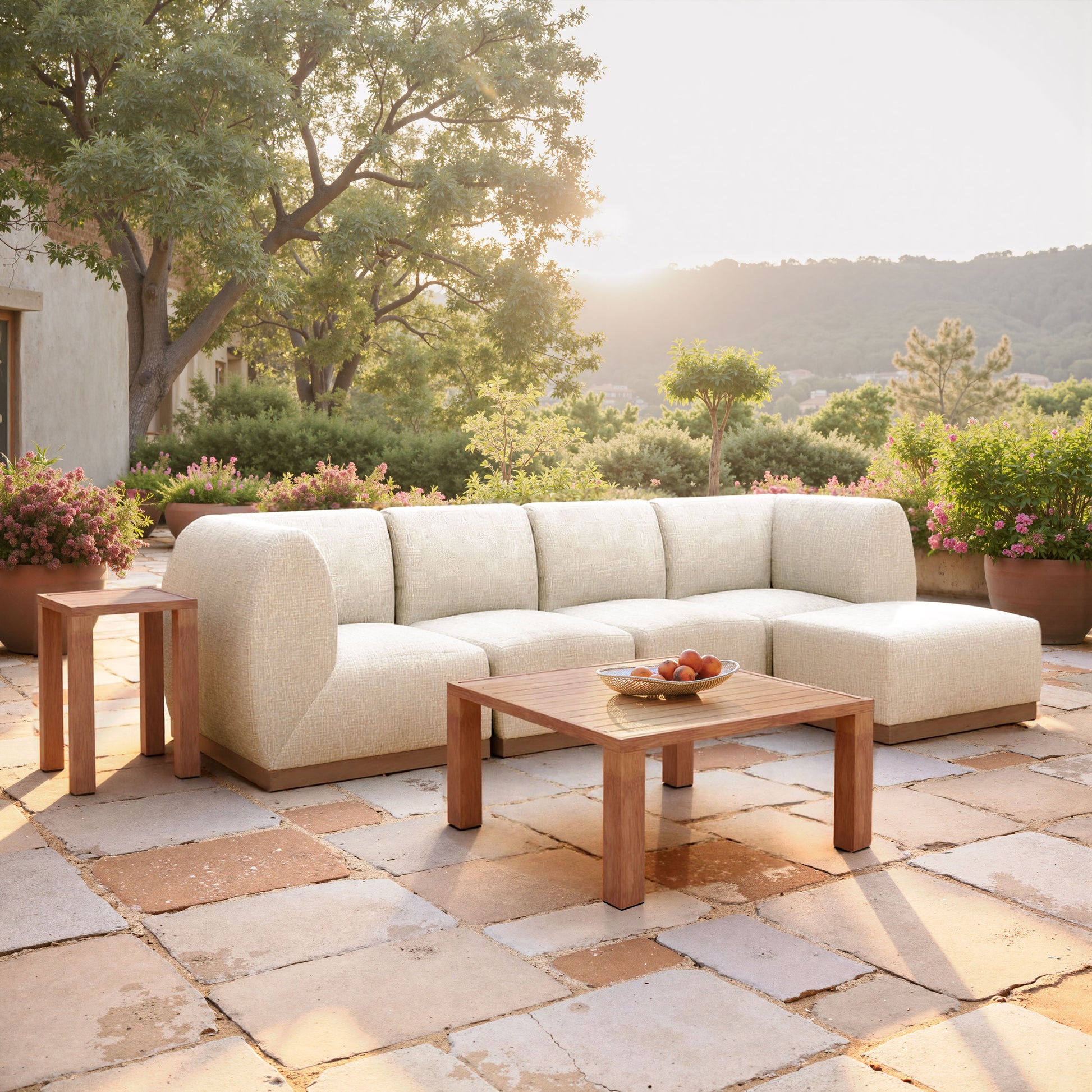 Christy Beige Outdoor Corner Chair - Ornate Home