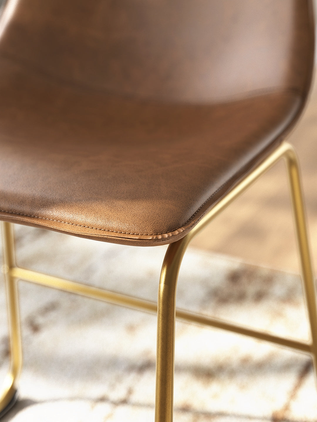 Ciabori Brown/Gold Dining UPH Side Chair (Set of 2)- Viva Furn