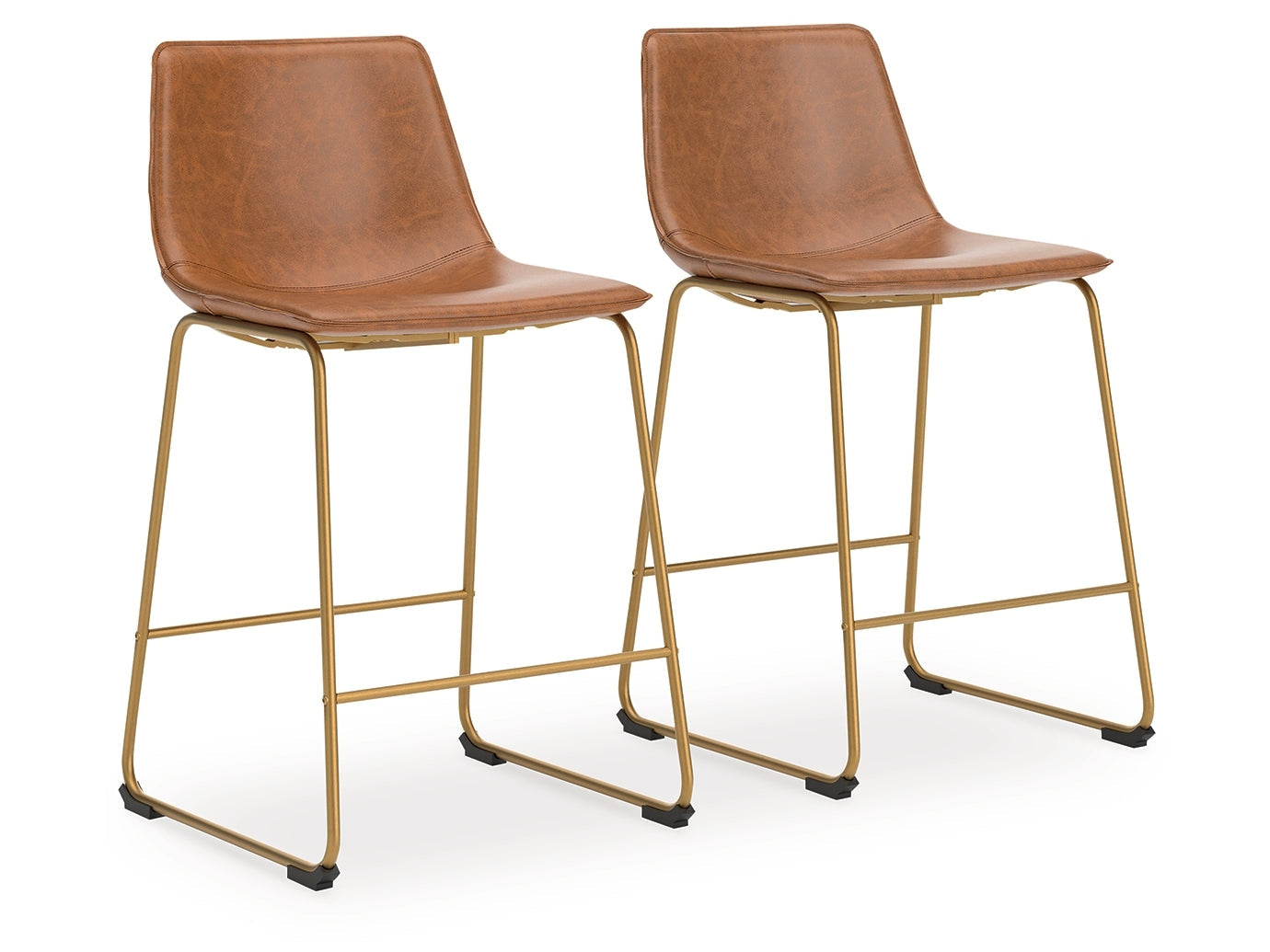 Ciabori Brown/Gold Upholstered Barstool (Set of 2)- Viva Furn