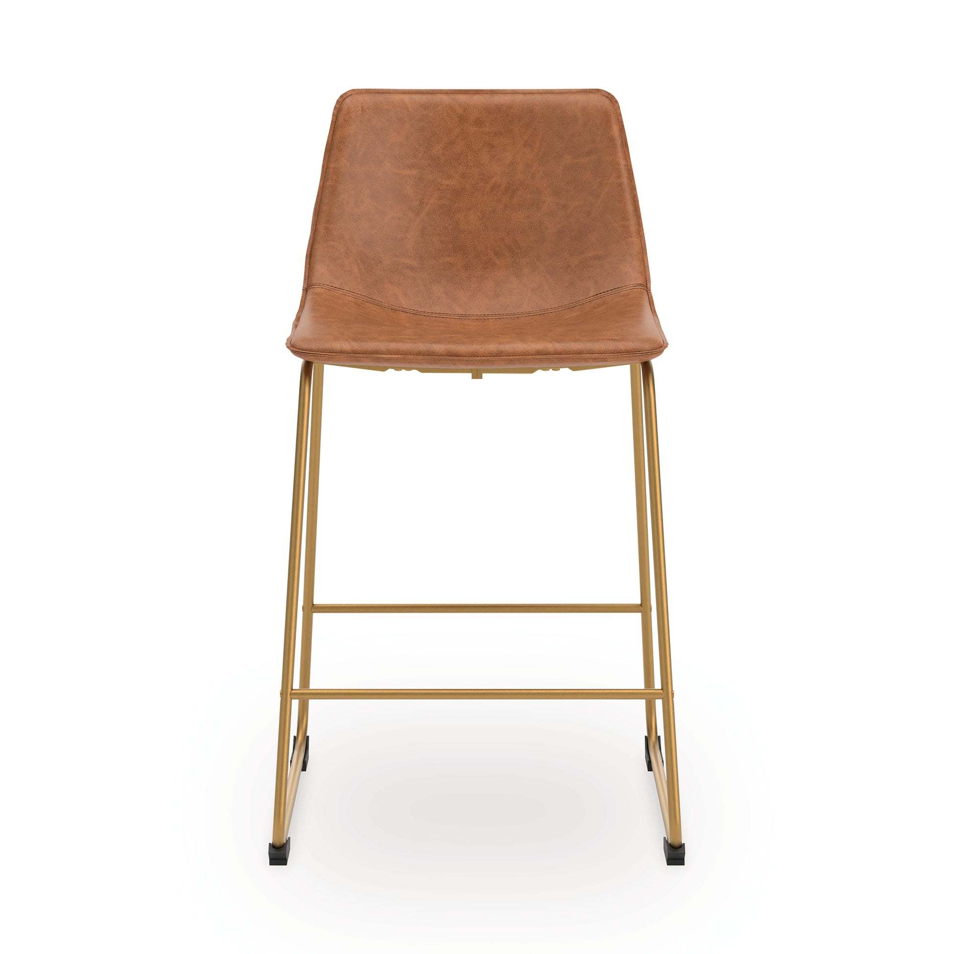 Ciabori Brown/Gold Upholstered Barstool (Set of 2)- Viva Furn