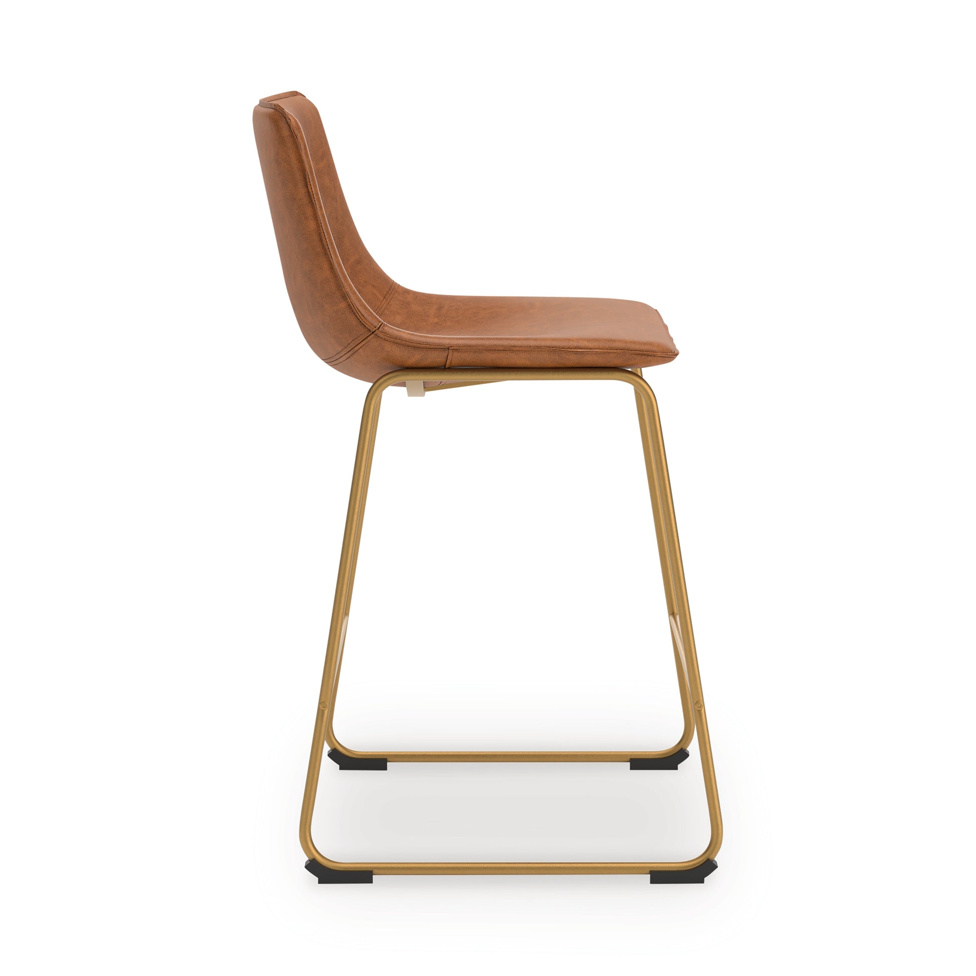 Ciabori Brown/Gold Upholstered Barstool (Set of 2)- Viva Furn