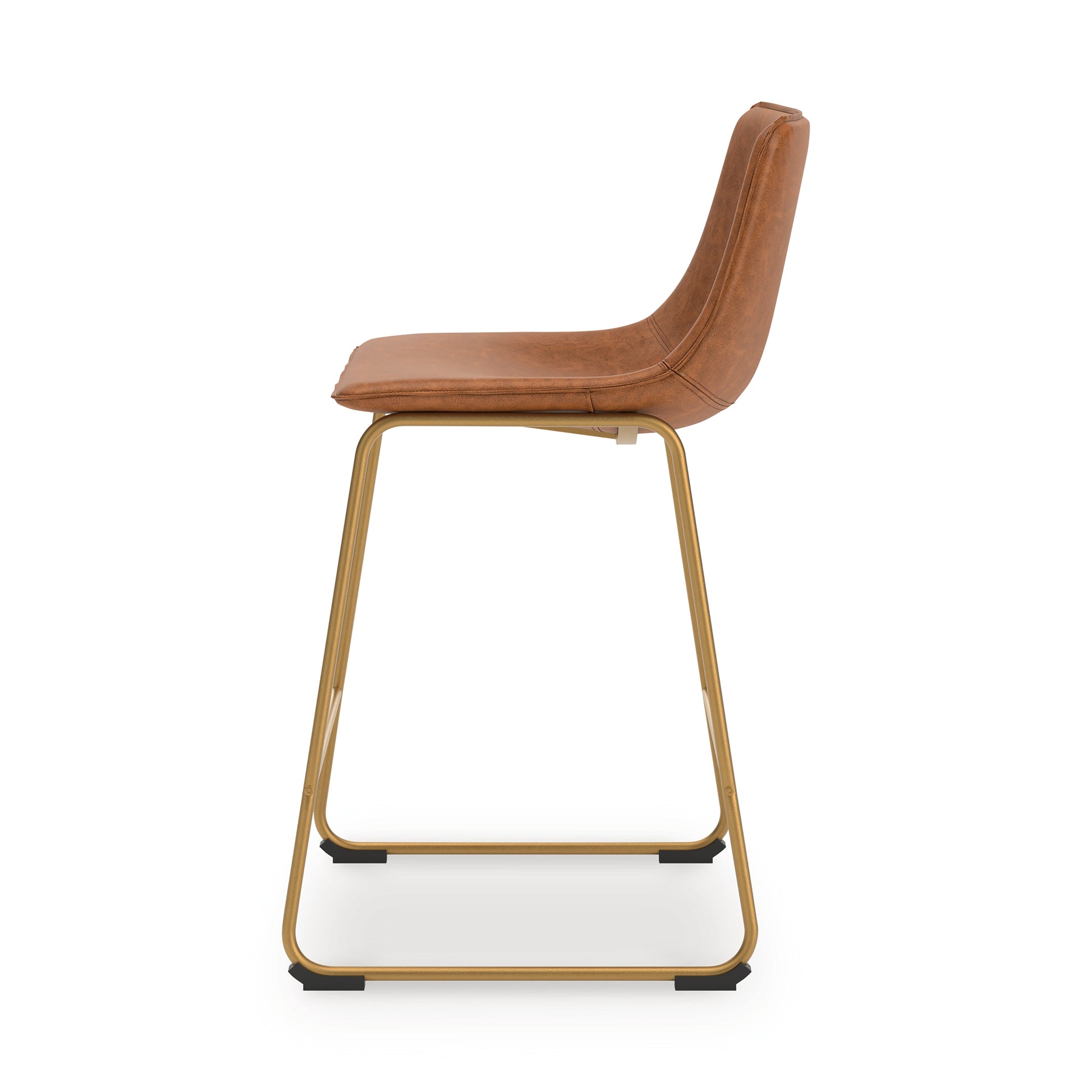 Ciabori Brown/Gold Upholstered Barstool (Set of 2)- Viva Furn
