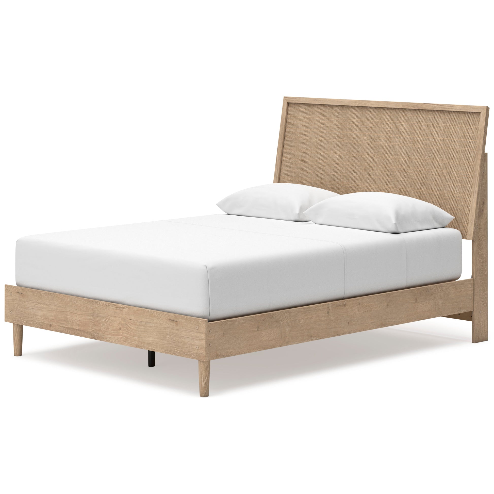Cielden Two-Tone Queen Panel Bed with Mirrored Dresser and Nightstand- Viva Furn