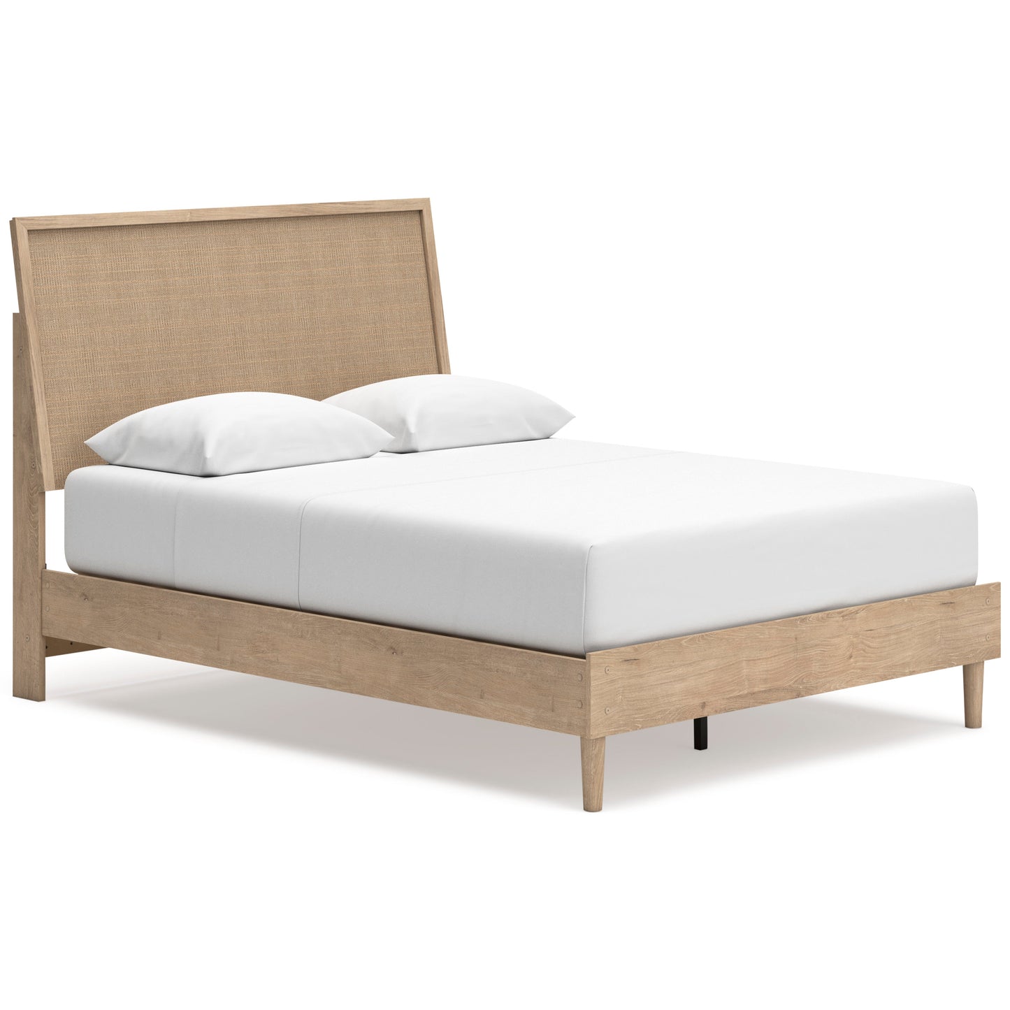 Cielden Two-Tone Queen Panel Bed with Mirrored Dresser and Nightstand- Viva Furn
