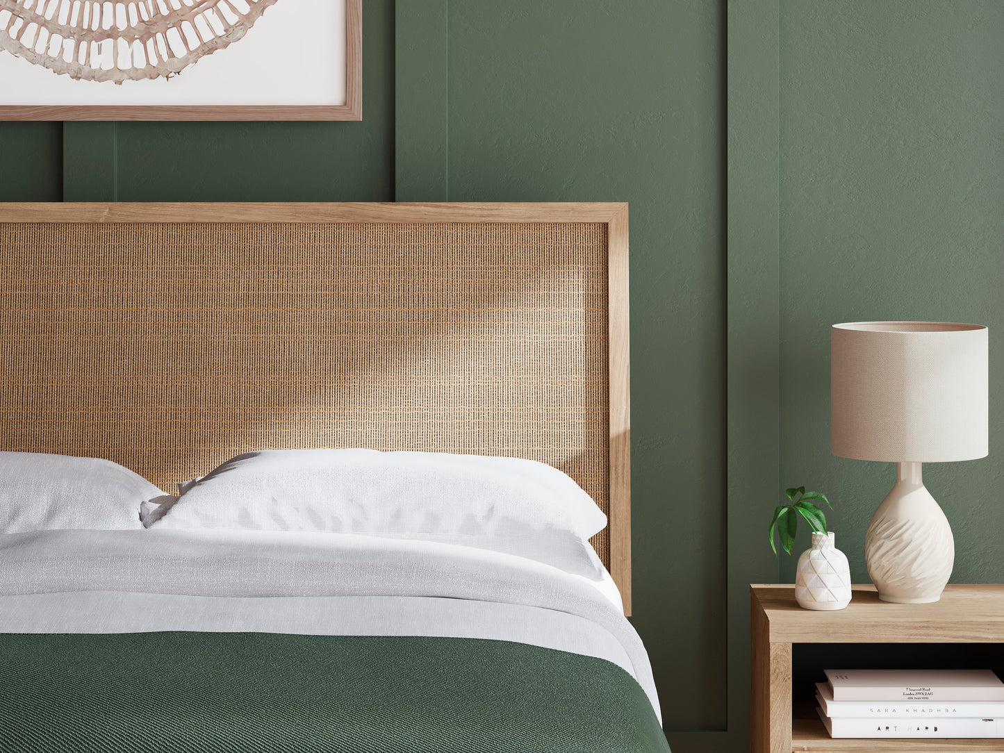 Cielden Two-Tone Queen Panel Bed with Mirrored Dresser and Nightstand- Viva Furn