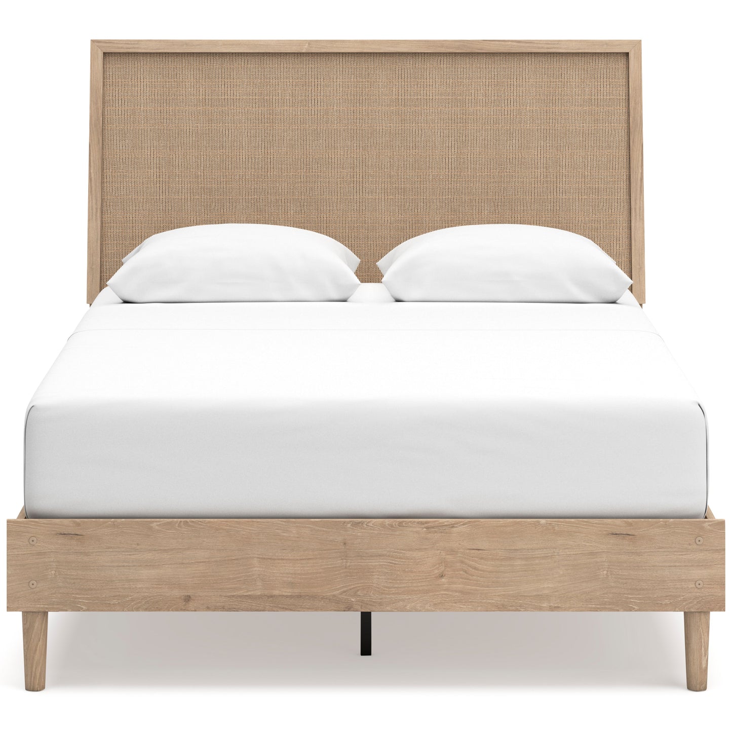 Cielden Two-Tone Queen Panel Bed with Mirrored Dresser and Nightstand- Viva Furn