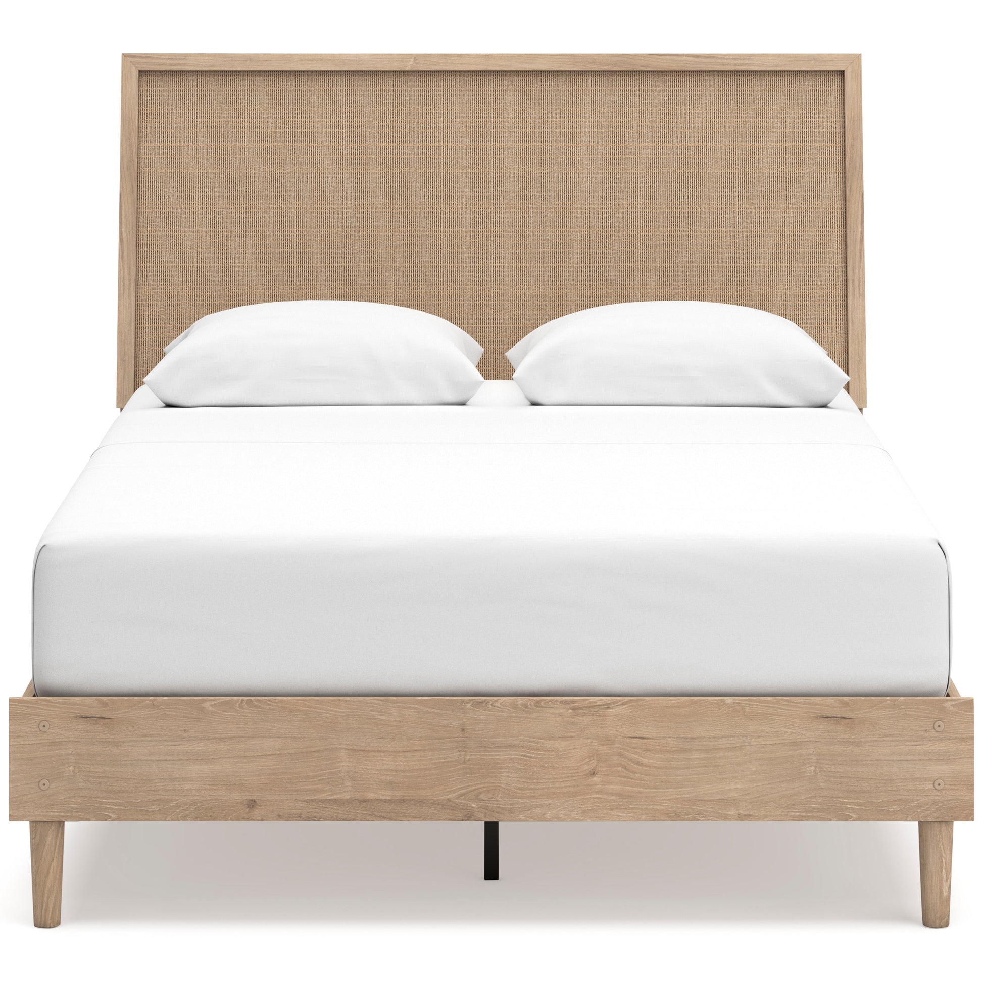 Cielden Two-Tone Queen Panel Bed with Mirrored Dresser and Nightstand- Viva Furn