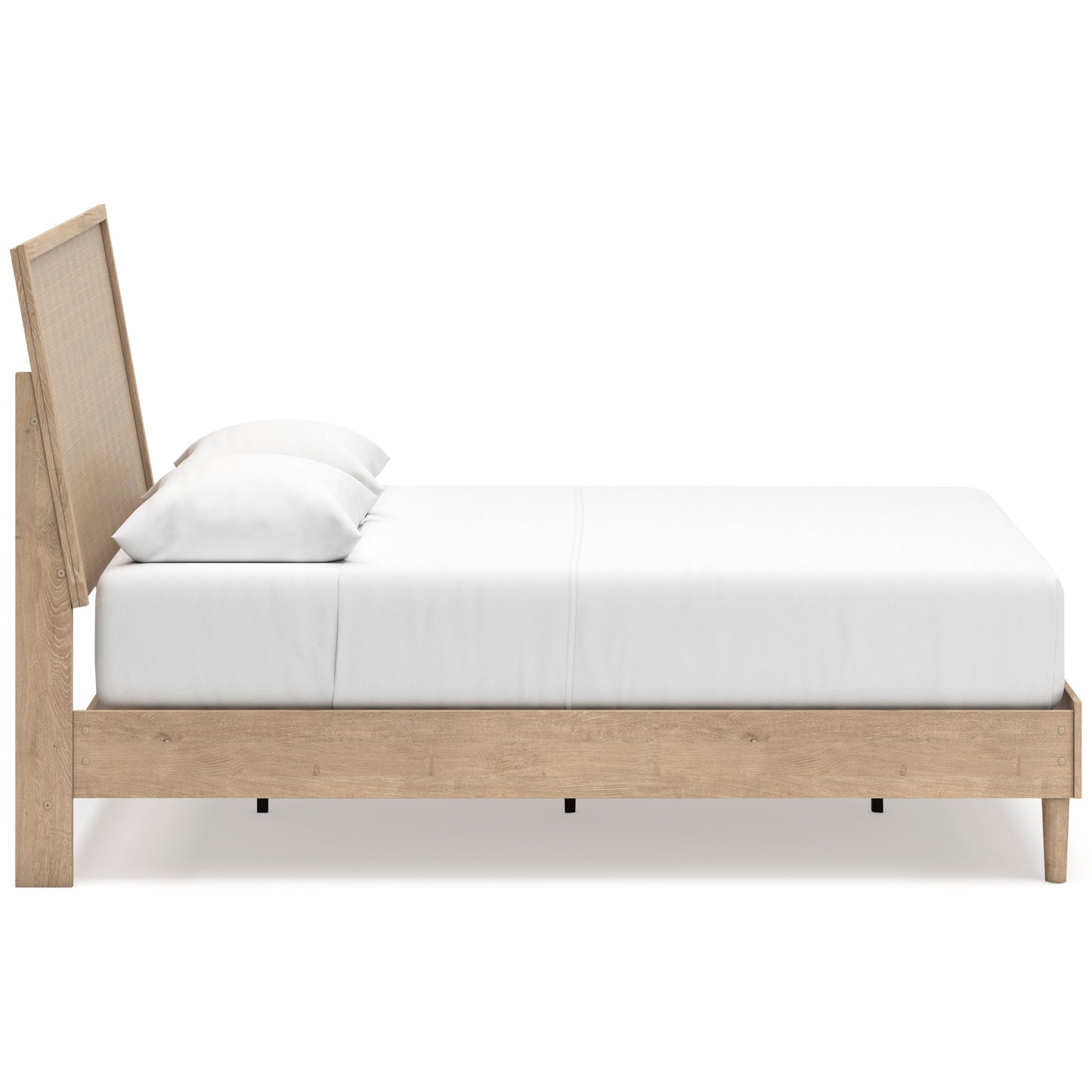 Cielden Two-Tone Queen Panel Bed with Mirrored Dresser and Nightstand- Viva Furn