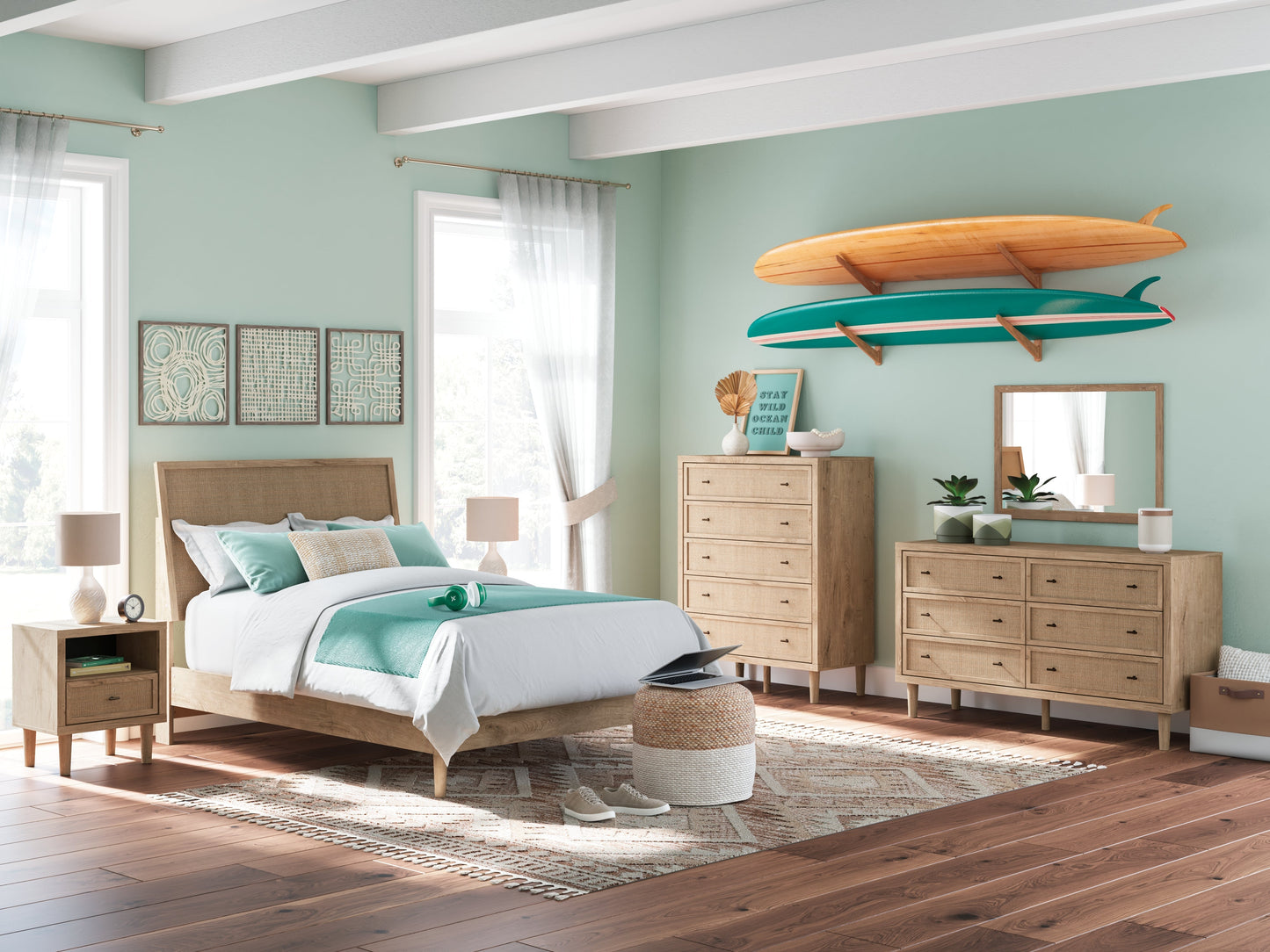 Cielden Two-tone Full Panel Youth Bed- Viva Furn
