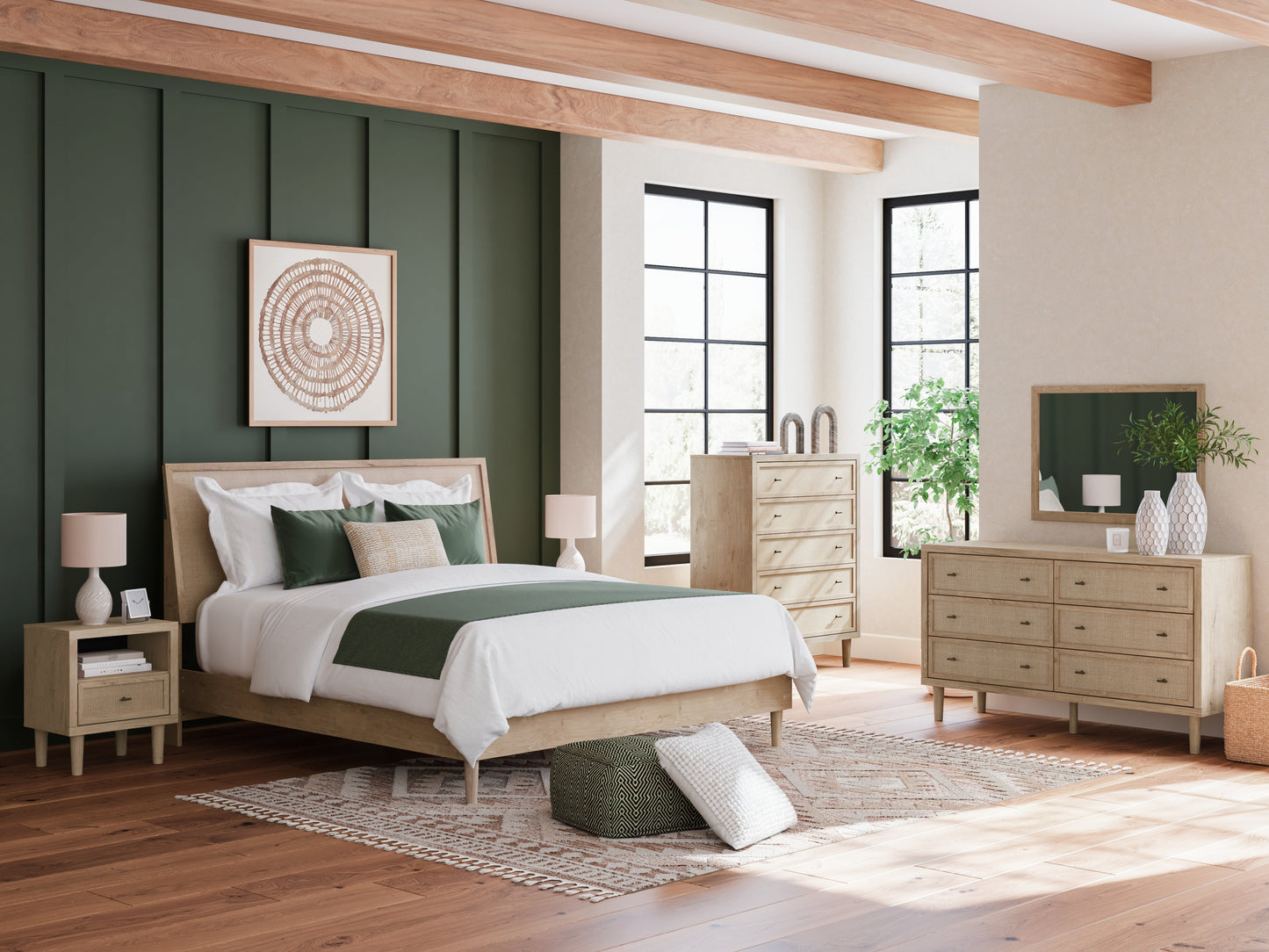Cielden Two-tone King Panel Bed- Viva Furn