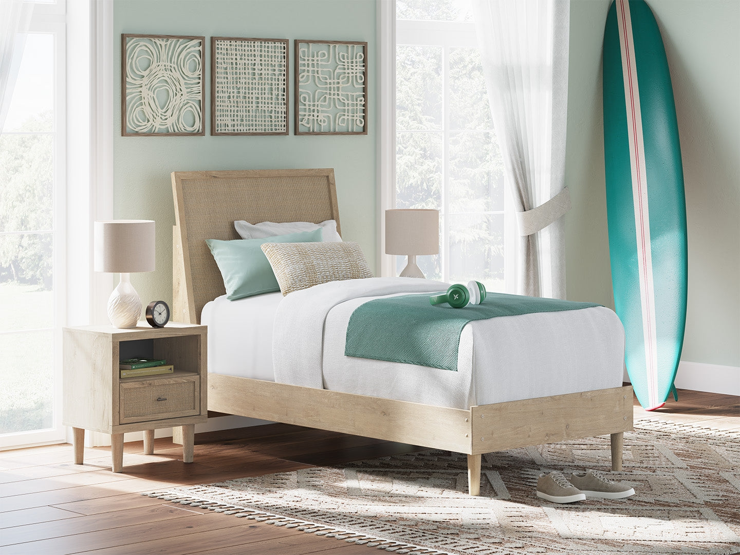 Cielden Two-tone Twin Panel Bed- Viva Furn