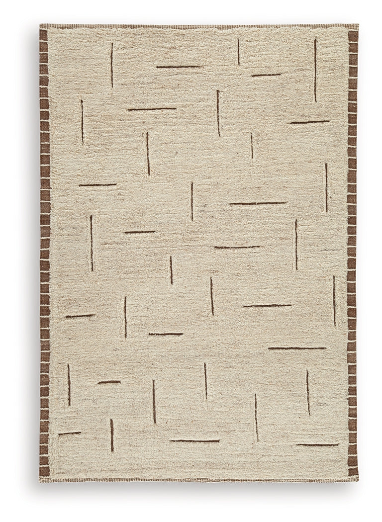 Clayman Beige/Brown Medium Rug- Viva Furn