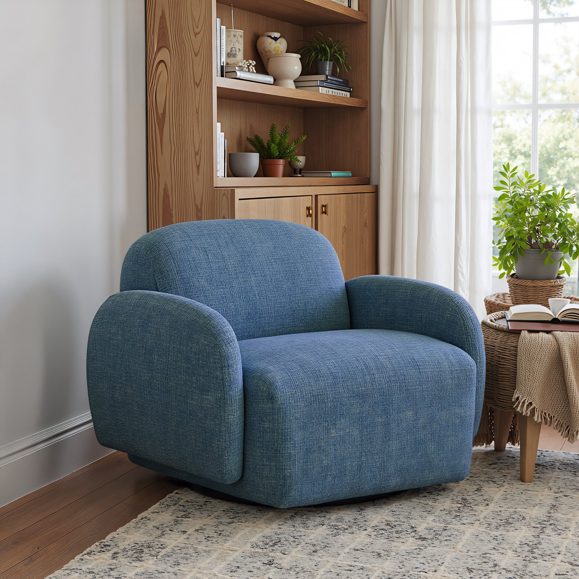 Cleo Blue Swivel Chair - Ornate Home