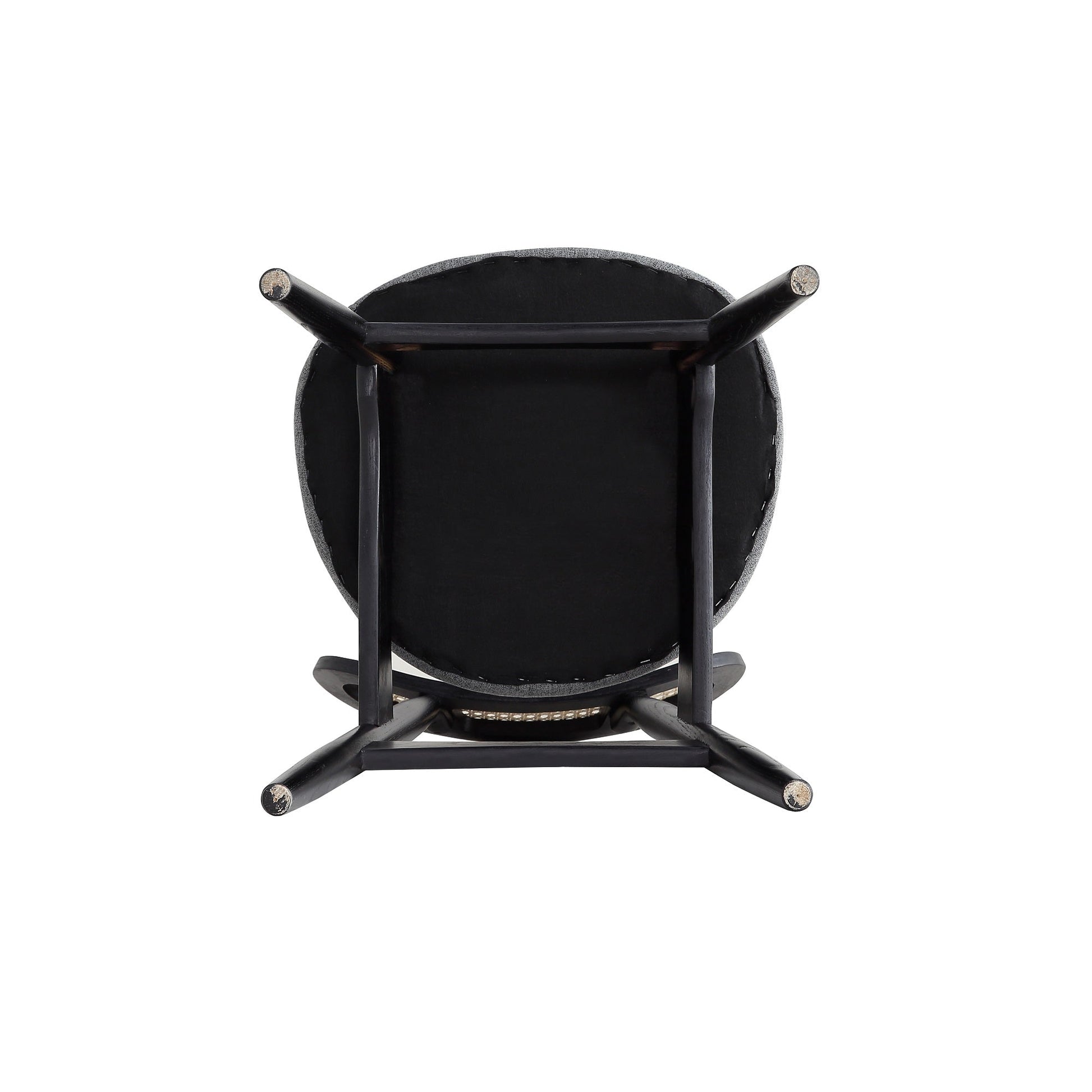 Colbert Dining Chair in Black and Cane with Grey Upholstered Seating (set of 4) - Ornate Home