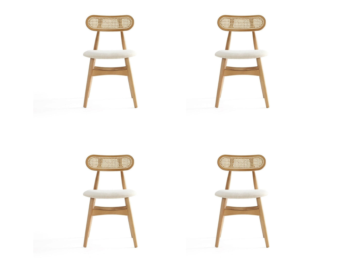 Colbert Dining Chair in Nature and Cane with Oatmeal Upholstered Seating (set of 4) - Ornate Home