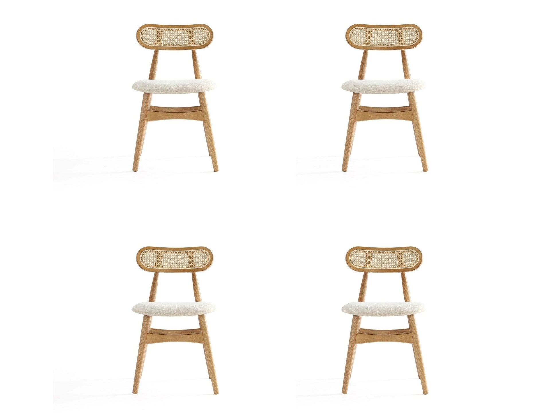 Colbert Dining Chair in Nature and Cane with Oatmeal Upholstered Seating (set of 4) - Ornate Home
