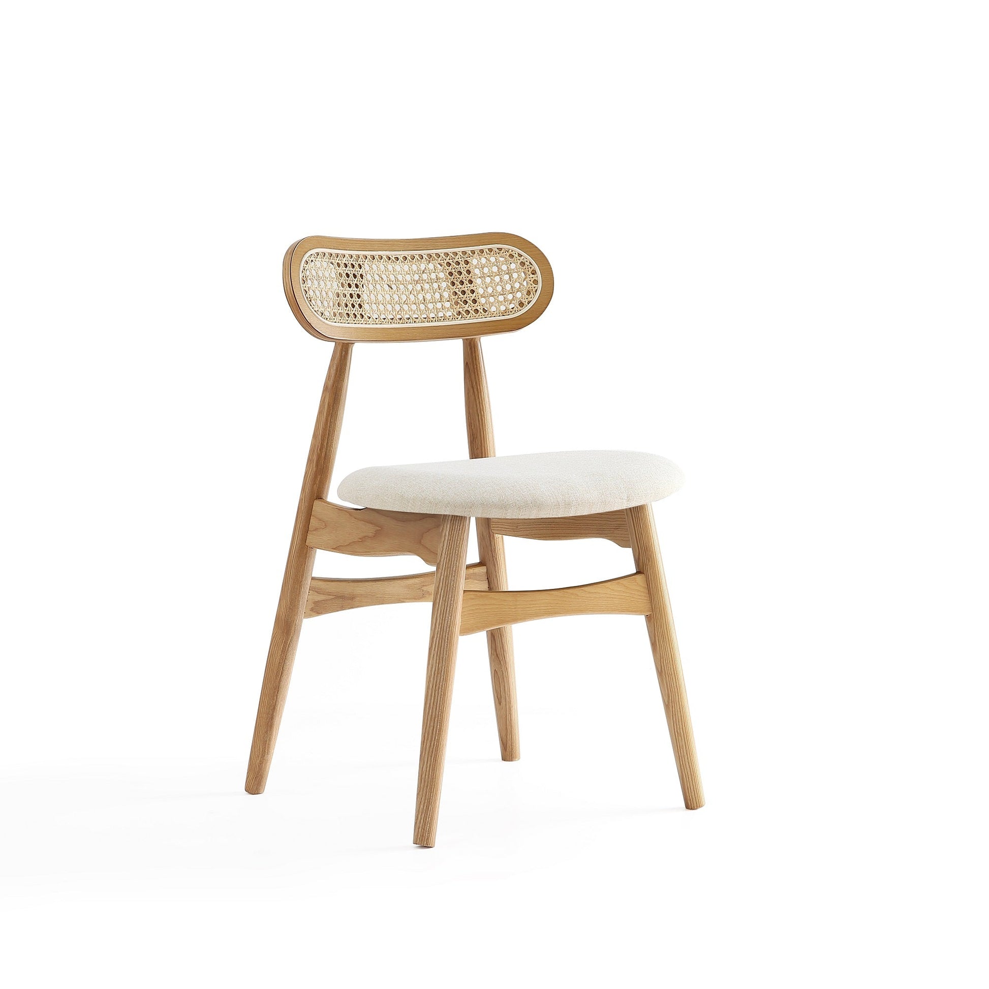 Colbert Dining Chair in Nature and Cane with Oatmeal Upholstered Seating (set of 4) - Ornate Home