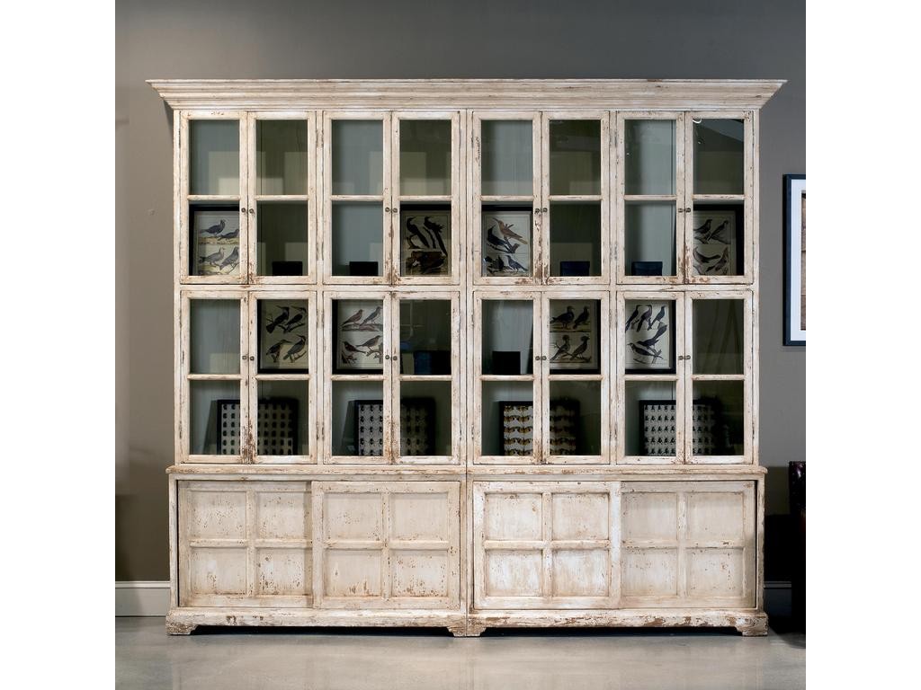 Collector’s Study White Glass Front Bookcase - Ornate Home