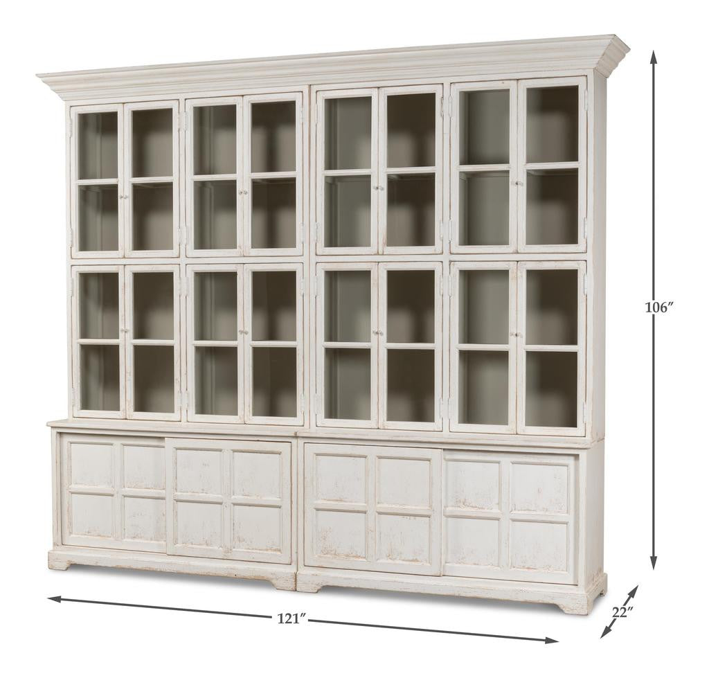 Collector’s Study White Glass Front Bookcase - Ornate Home
