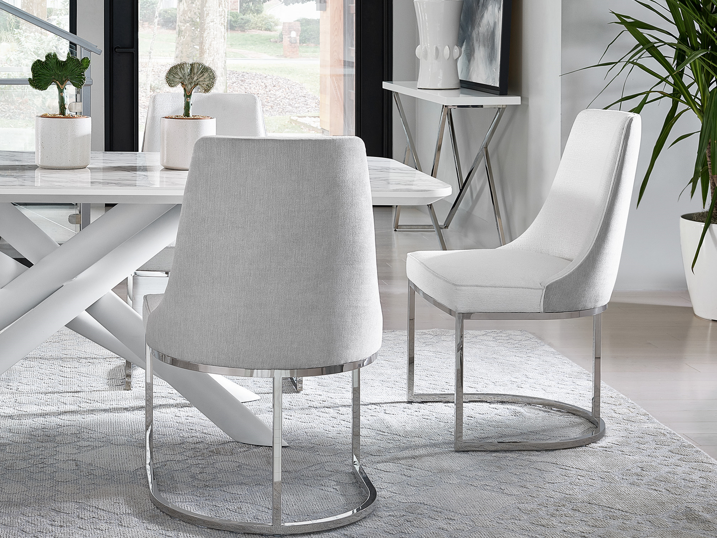 Colt White/Gray/Silver Dining Chair (Set of 2) - Ornate Home