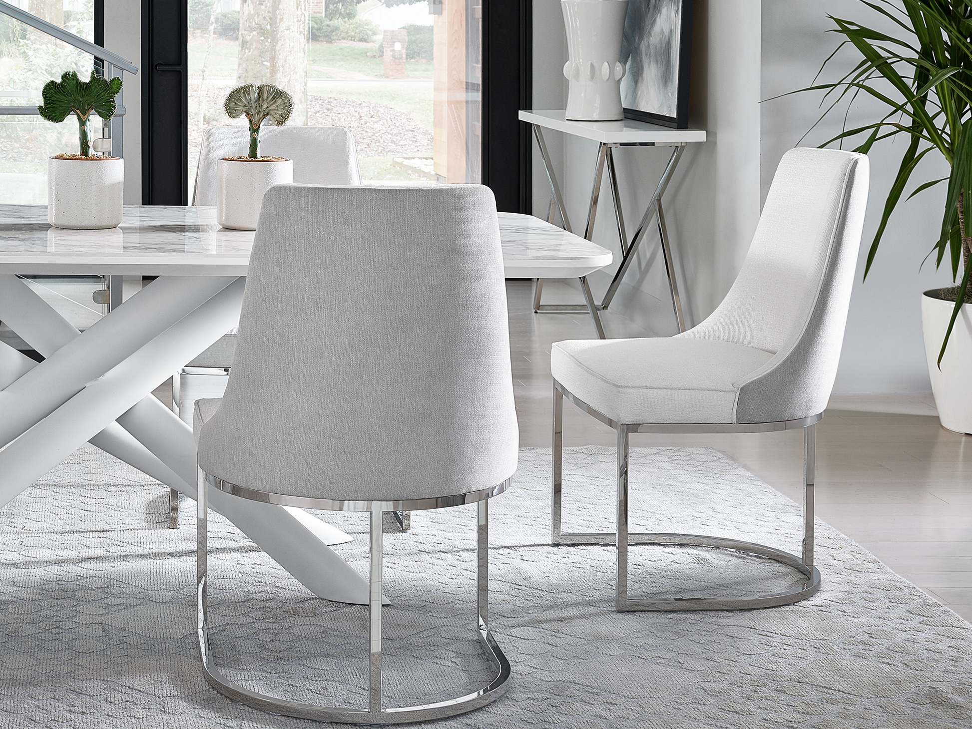 Colt White/Gray/Silver Dining Chair (Set of 2) - Ornate Home