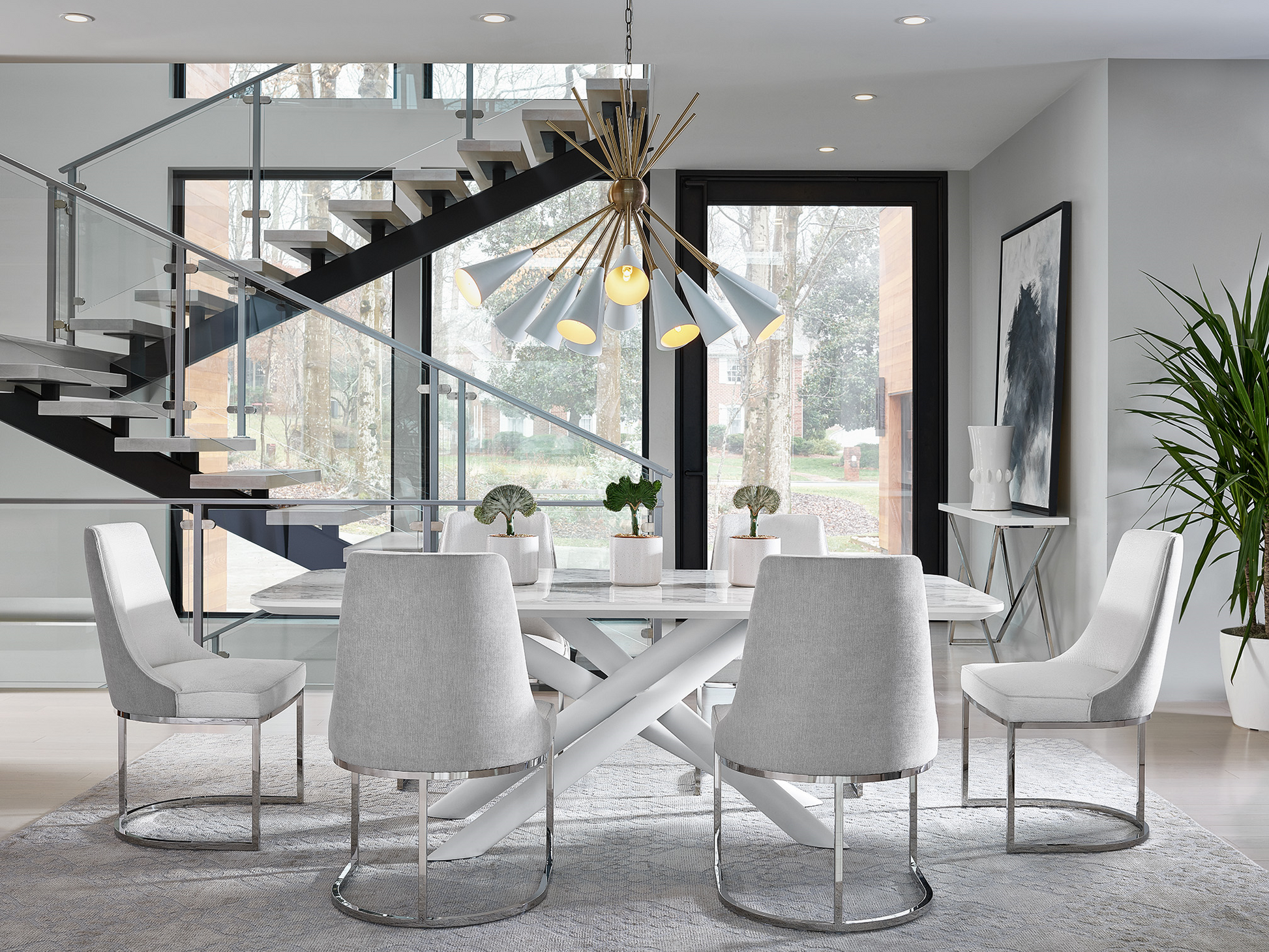 Colt White/Gray/Silver Dining Chair (Set of 2) - Ornate Home