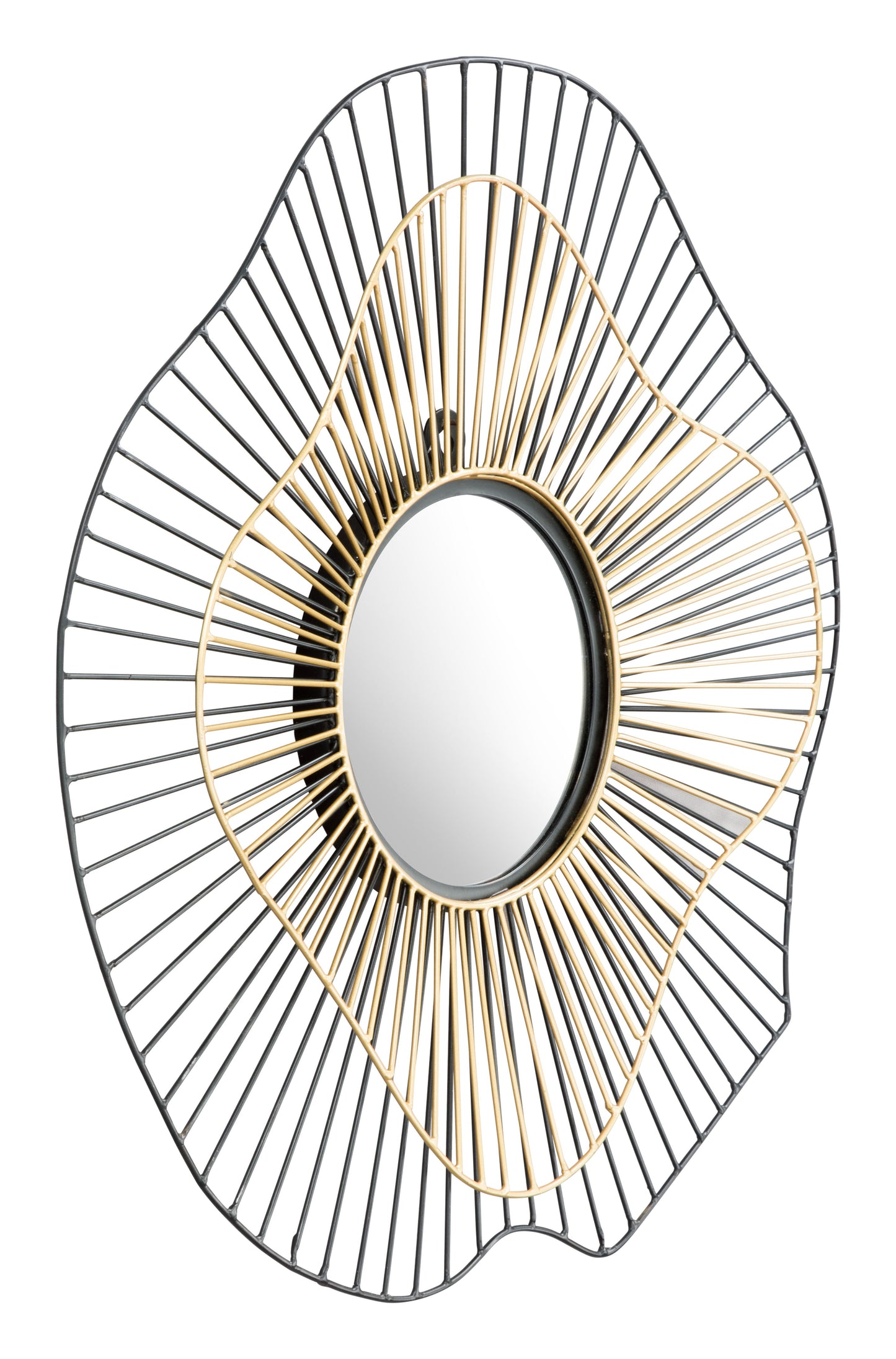 Comet Black & Gold Round Mirror - Ornate Home