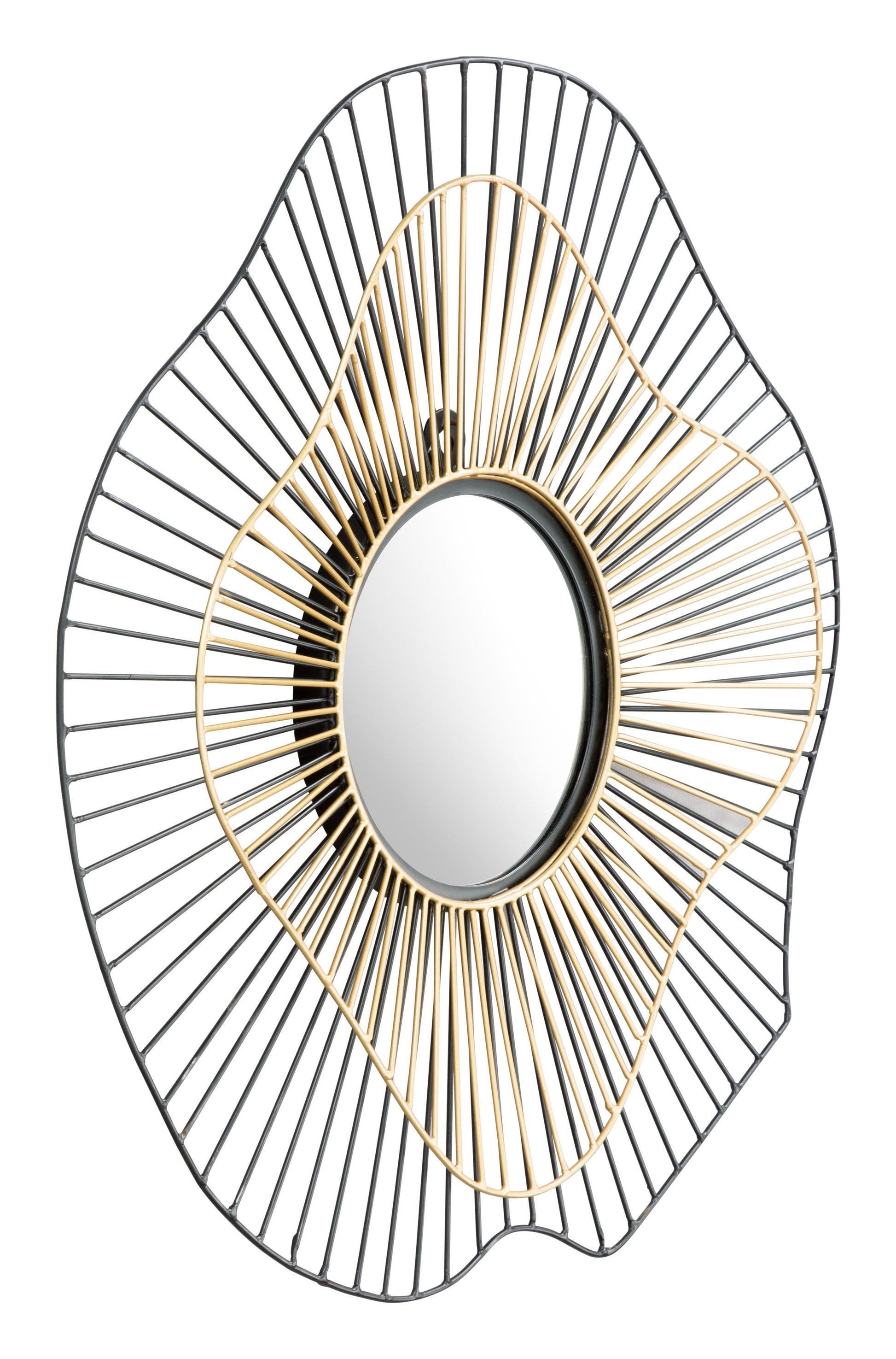 Comet Black & Gold Round Mirror - Ornate Home
