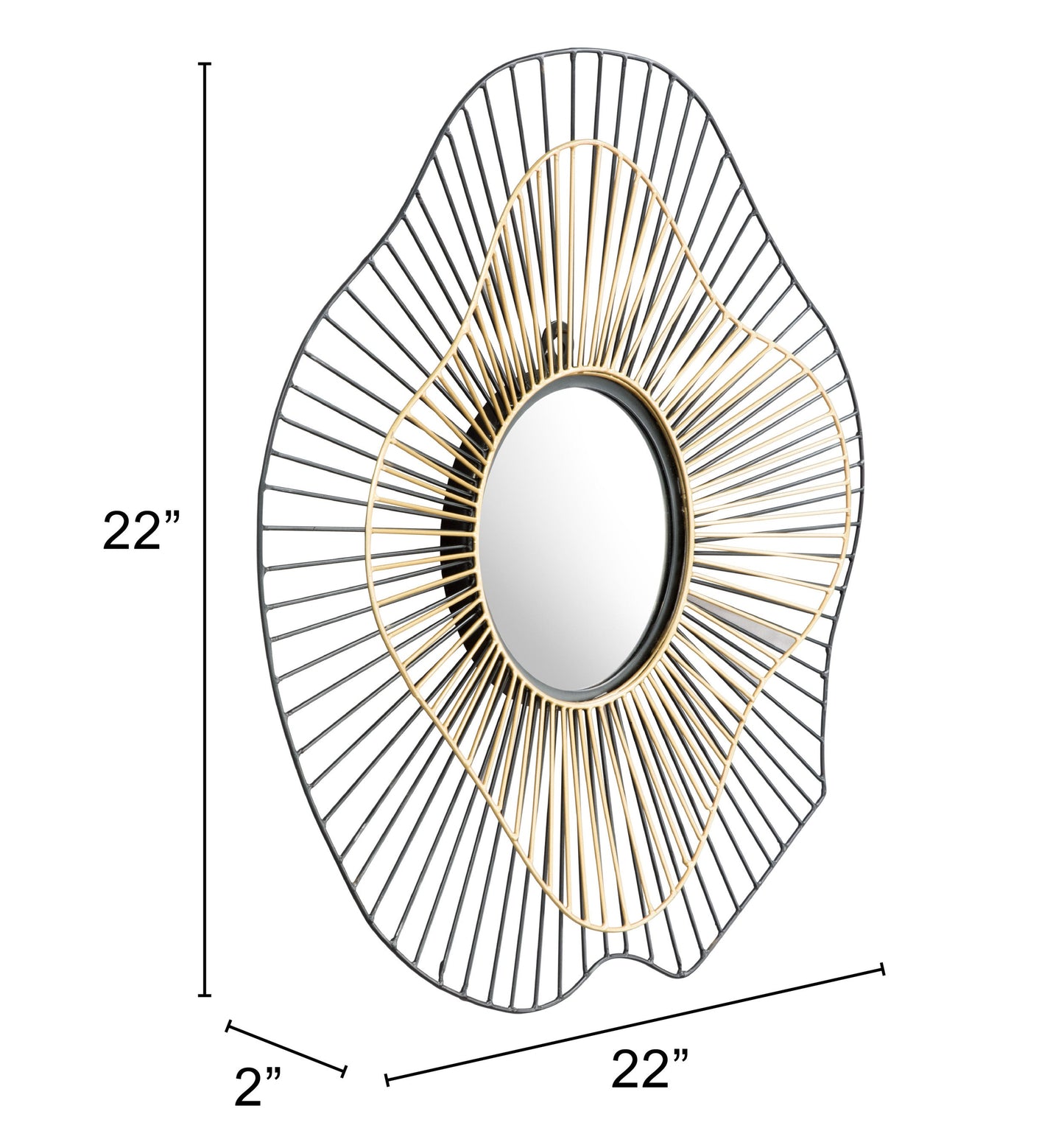 Comet Black & Gold Round Mirror - Ornate Home