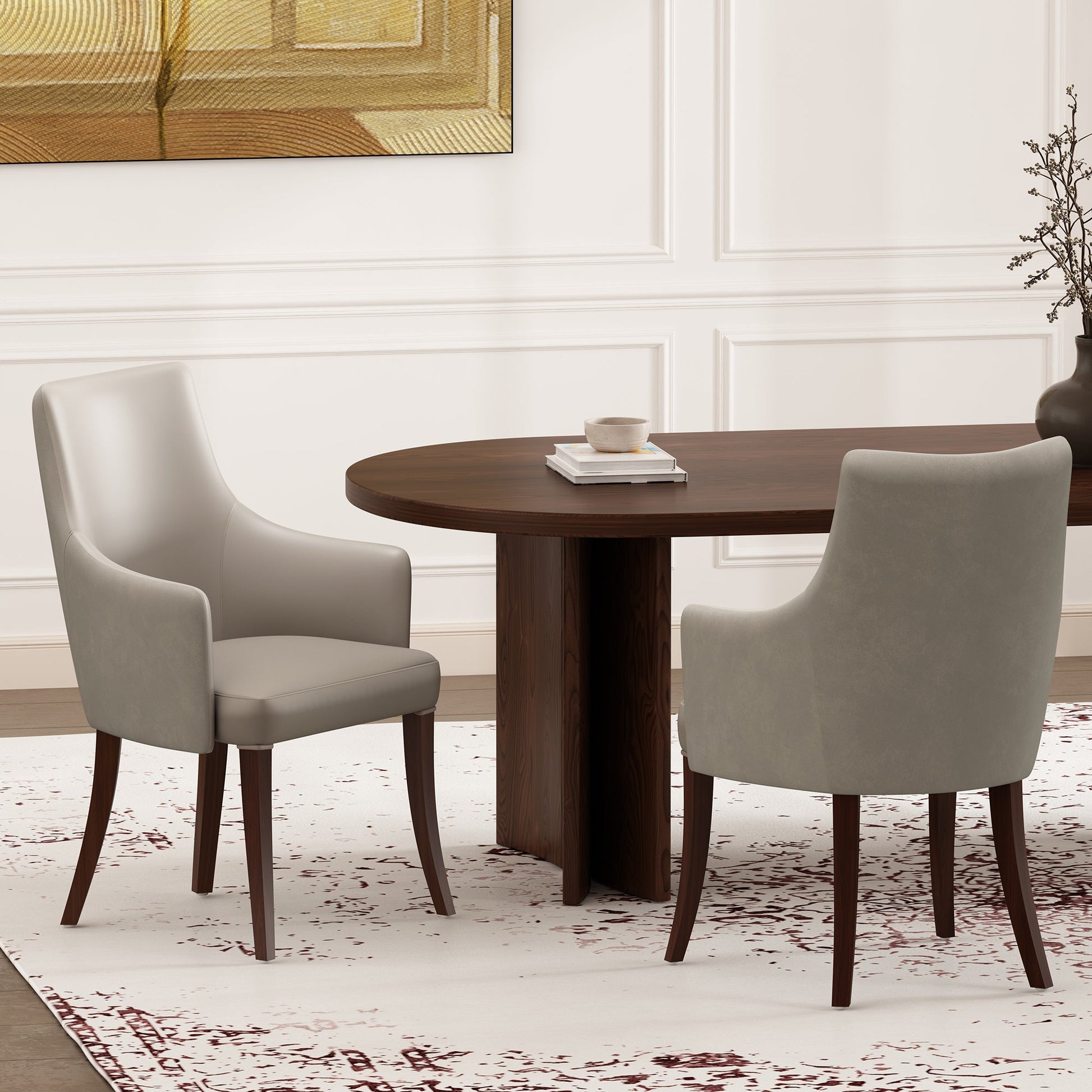 Connie Dining Armchair in Light Grey (set of 2) - Ornate Home