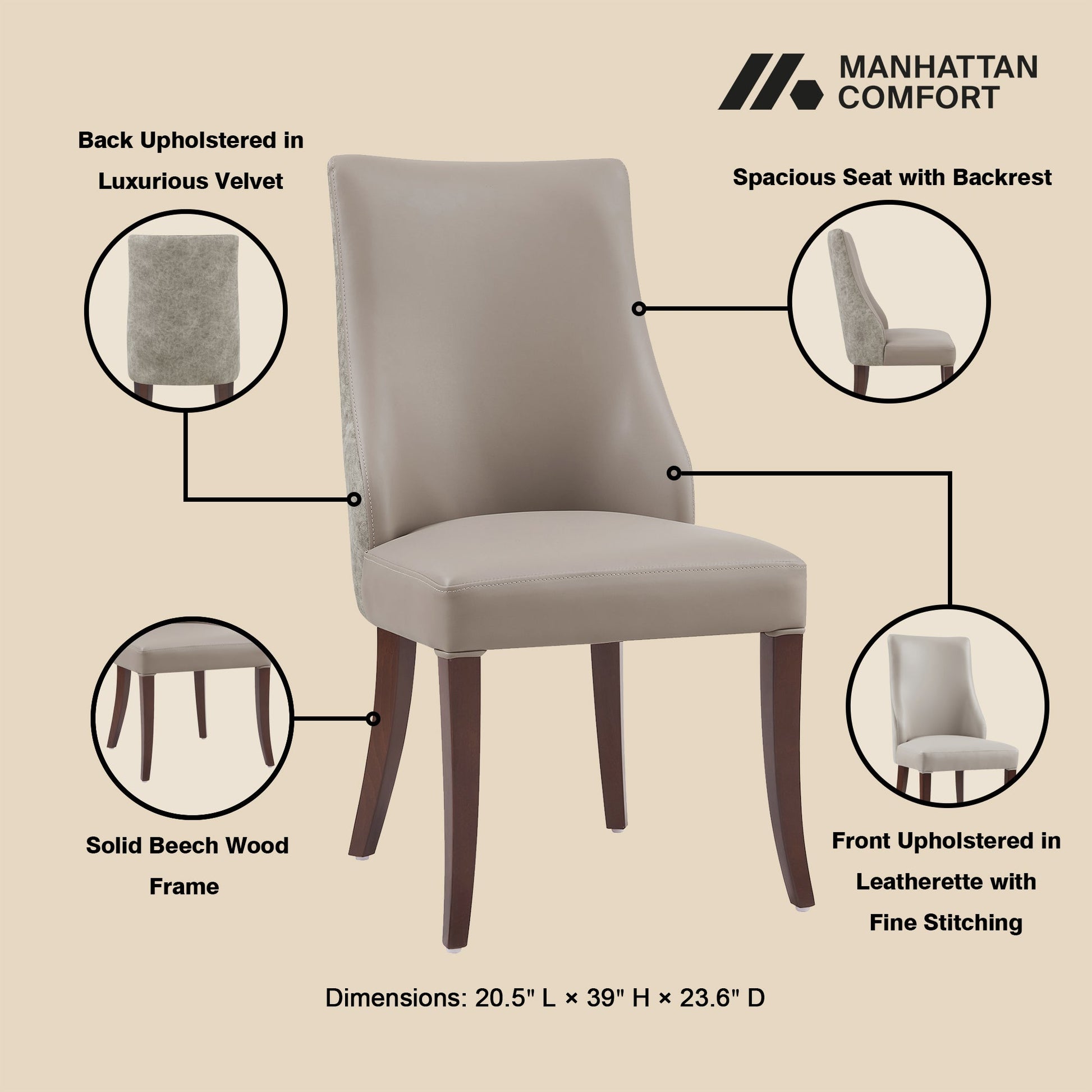 Connie Dining Chair in Taupe (set of 4) - Ornate Home