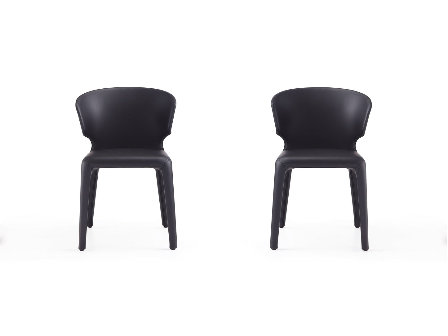 Conrad Leather Dining Chair in Black (set of 2) - Ornate Home