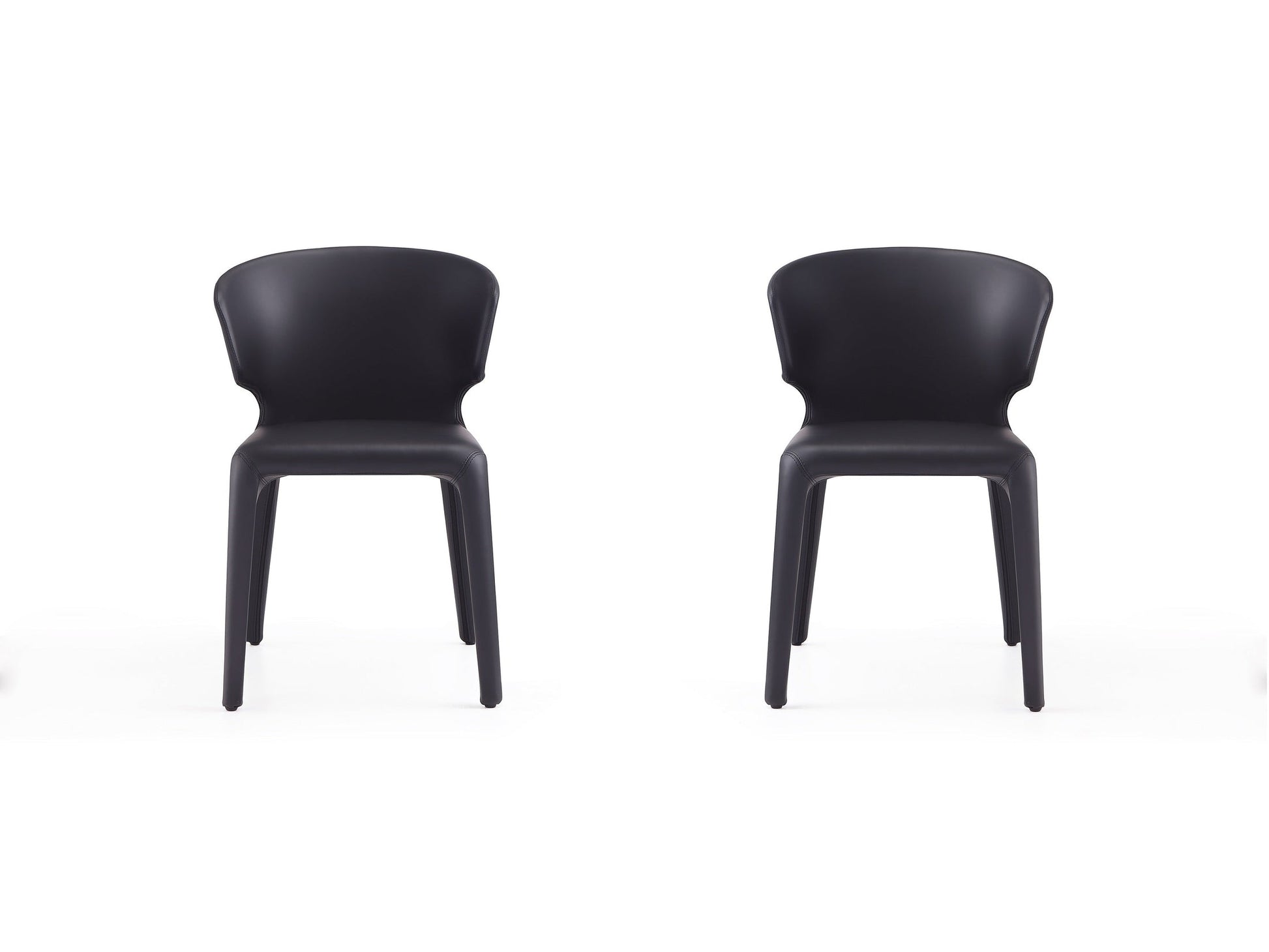 Conrad Leather Dining Chair in Black (set of 2) - Ornate Home