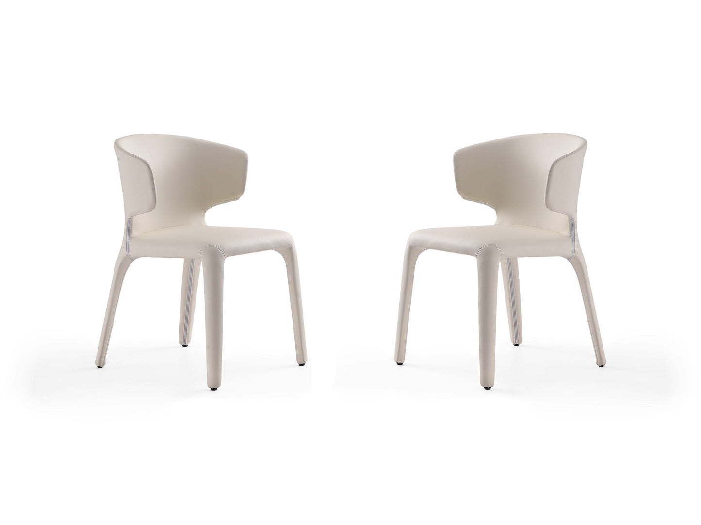 Conrad Leather Dining Chair in Cream (set of 2) - Ornate Home