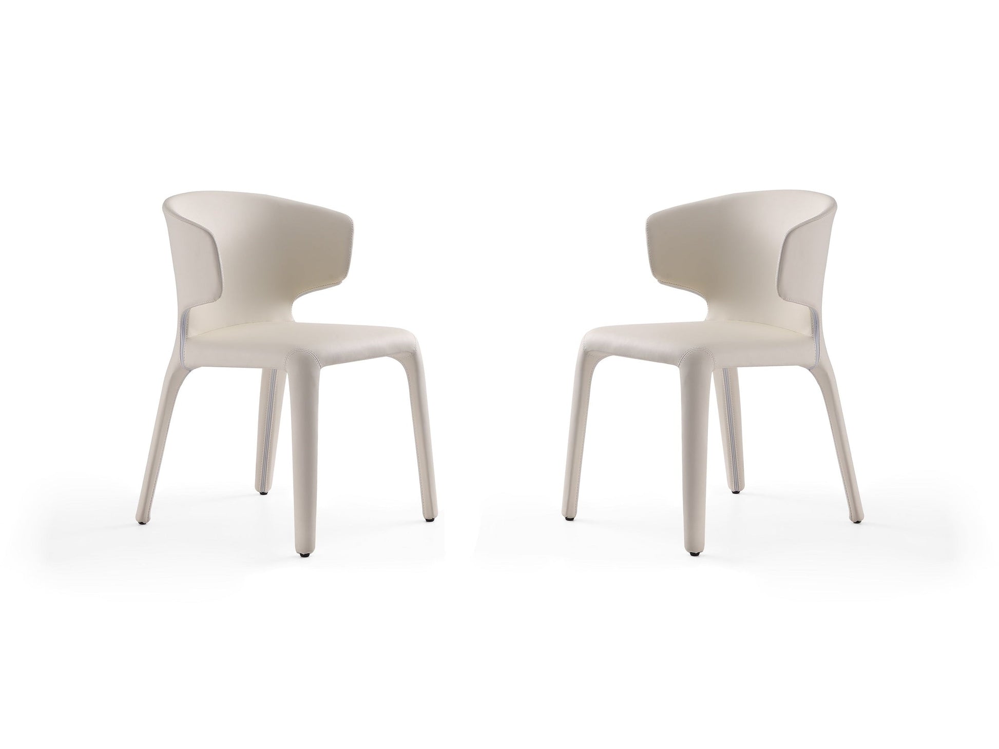 Conrad Leather Dining Chair in Cream (set of 2) - Ornate Home