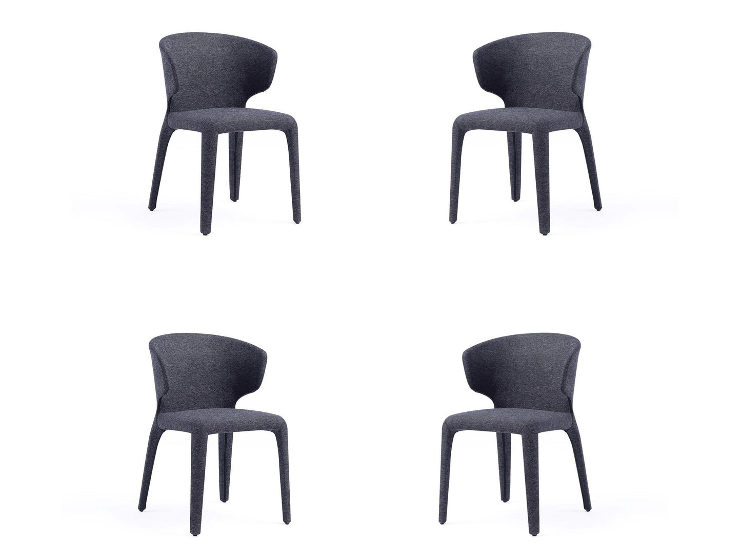Conrad Woven Tweed Dining Chair in Black (set of 4) - Ornate Home